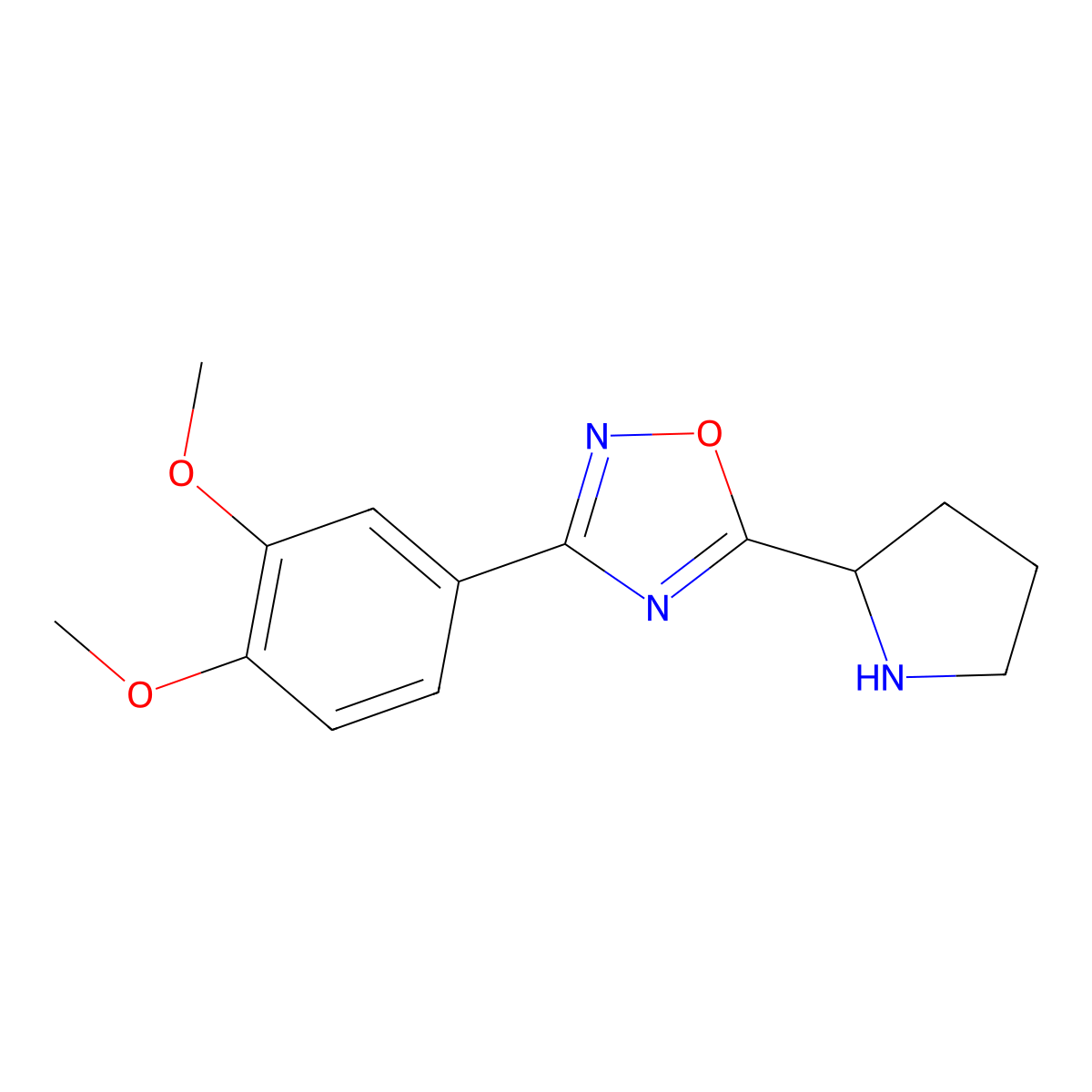 3-(3,4-Dimethoxyphenyl)-5-(pyrrolidin-2-yl)-1,2,4-oxadiazole molecular structure, CAS 1153771-07-3