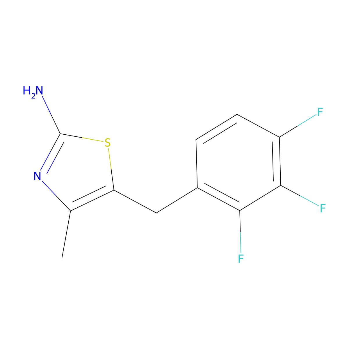 4-Methyl-5-[(2,3,4-trifluorophenyl)methyl]-1,3-thiazol-2-amine molecular structure, CAS 1153774-84-5