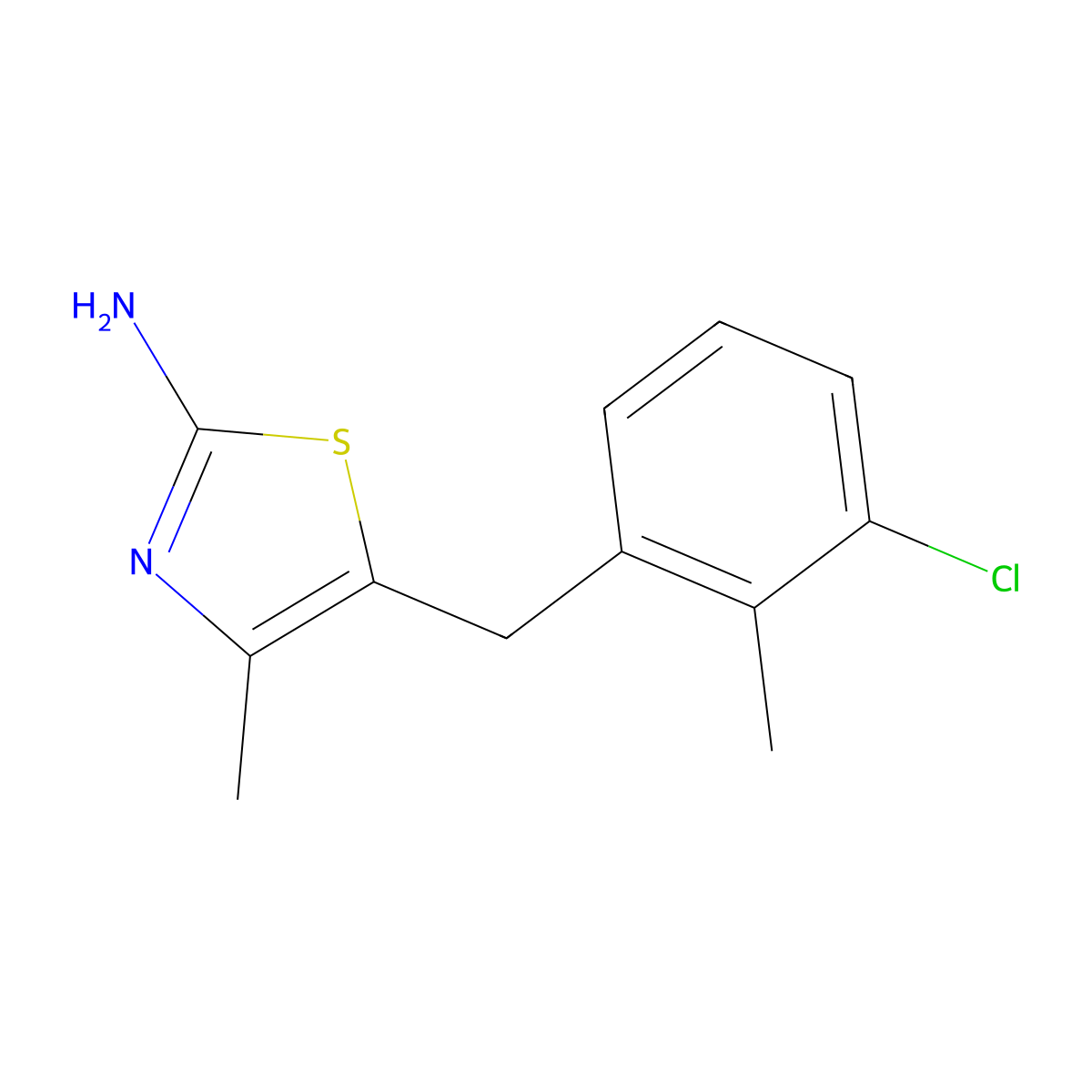 5-(3-Chloro-2-methylbenzyl)-4-methylthiazol-2-amine molecular structure, CAS 1153775-06-4