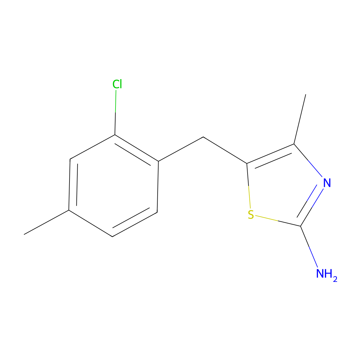 5-(2-Chloro-4-methylbenzyl)-4-methylthiazol-2-amine molecular structure, CAS 1153775-66-6