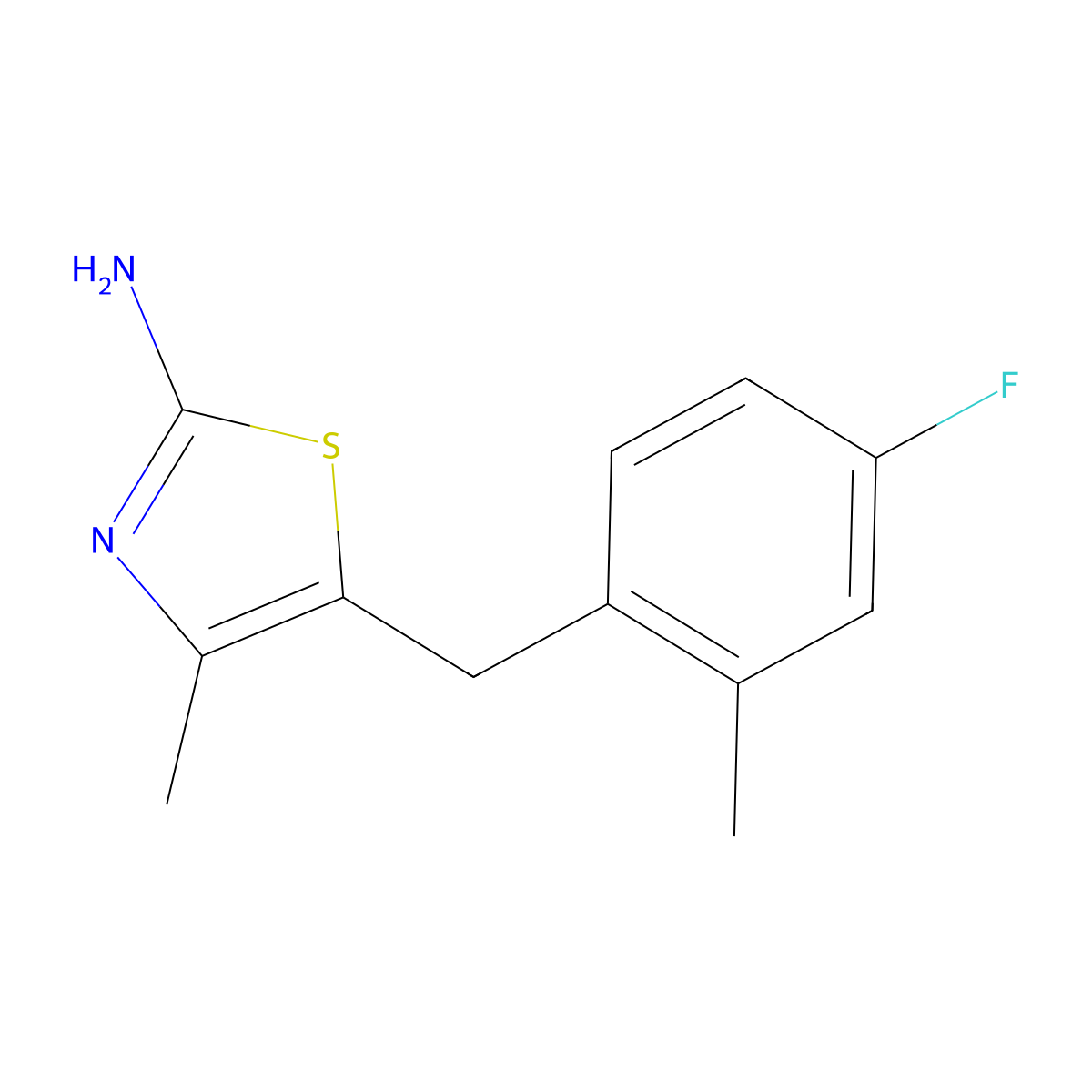 5-(4-Fluoro-2-methylbenzyl)-4-methylthiazol-2-amine molecular structure, CAS 1153775-82-6
