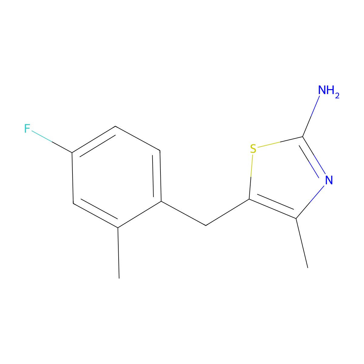 5-(4-Fluoro-2-methylbenzyl)-4-methylthiazol-2-amine molecular structure, CAS 1153775-82-6