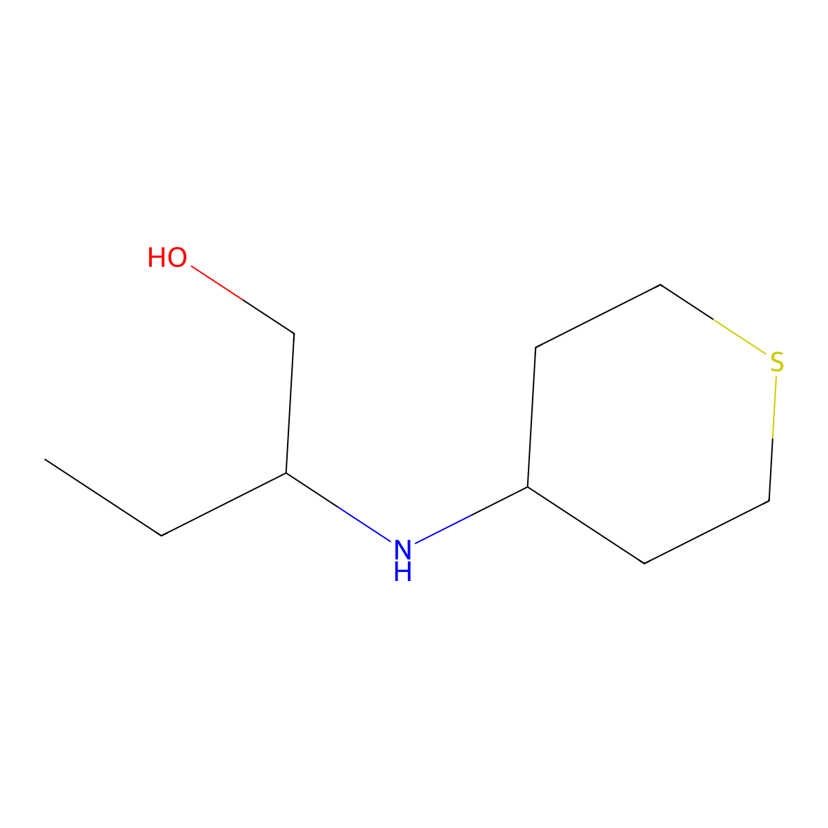 2-((Tetrahydro-2H-thiopyran-4-yl)amino)butan-1-ol molecular structure, CAS 1153793-82-8
