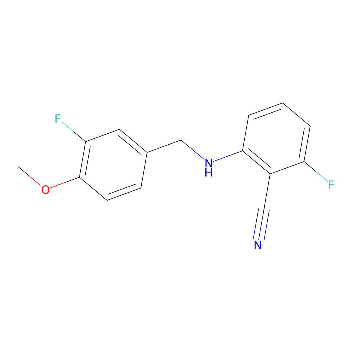 2-Fluoro-6-[[(3-fluoro-4-methoxyphenyl)methyl]amino]benzonitrile molecular structure, CAS 1153799-64-4