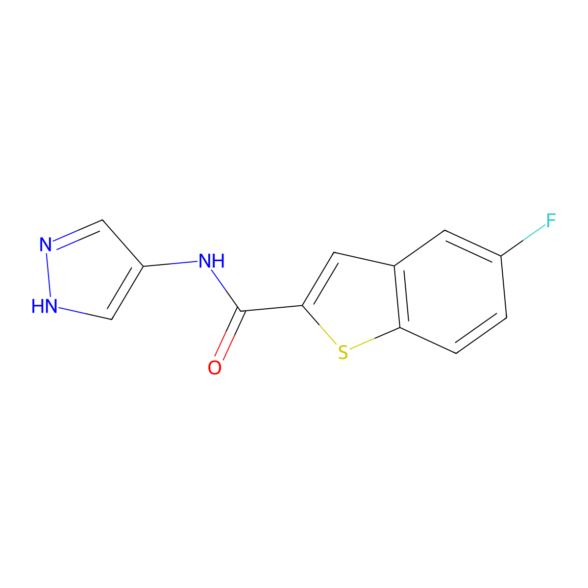 5-fluoro-N-(1H-pyrazol-4-yl)-1-benzothiophene-2-carboxamide molecular structure, CAS 1153800-06-6