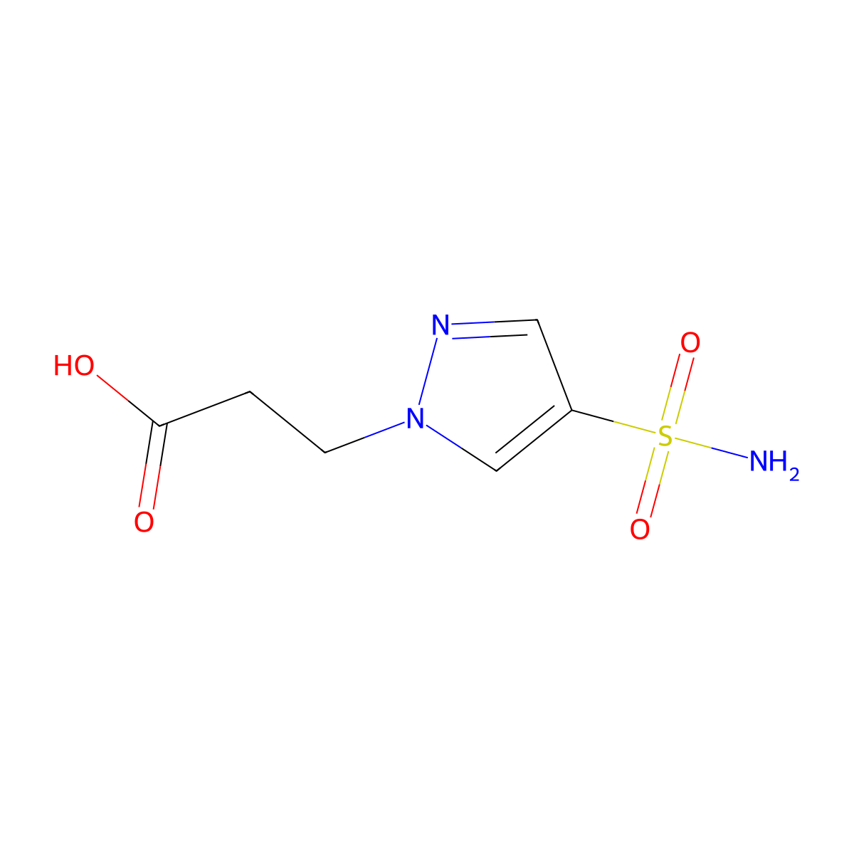3-(4-sulfamoyl-1H-pyrazol-1-yl)propanoic acid molecular structure, CAS 1153823-55-2