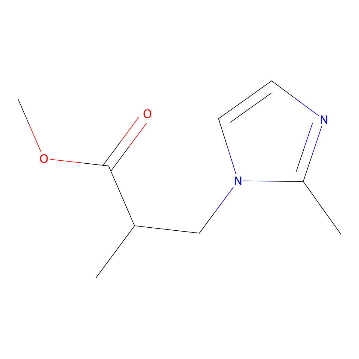 methyl 2-methyl-3-(2-methyl-1H-imidazol-1-yl)propanoate molecular structure, CAS 1153827-99-6