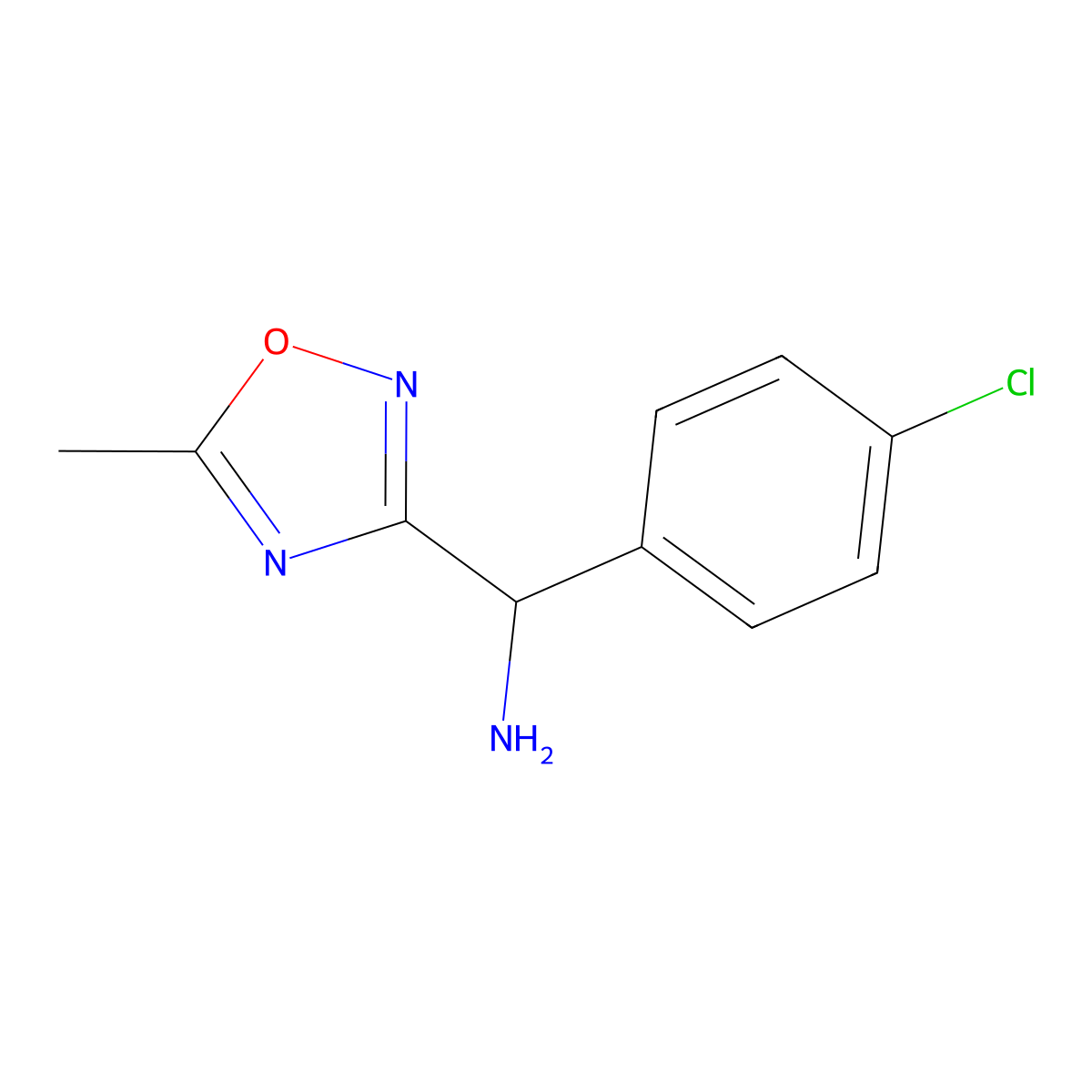(4-Chlorophenyl)(5-methyl-1,2,4-oxadiazol-3-yl)methanamine molecular structure, CAS 1153831-17-4