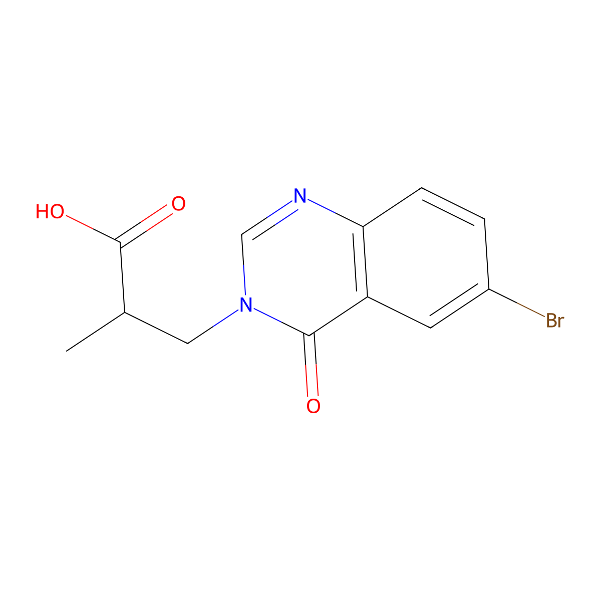 3-(6-Bromo-4-oxoquinazolin-3(4H)-yl)-2-methylpropanoic acid molecular structure, CAS 1153831-60-7