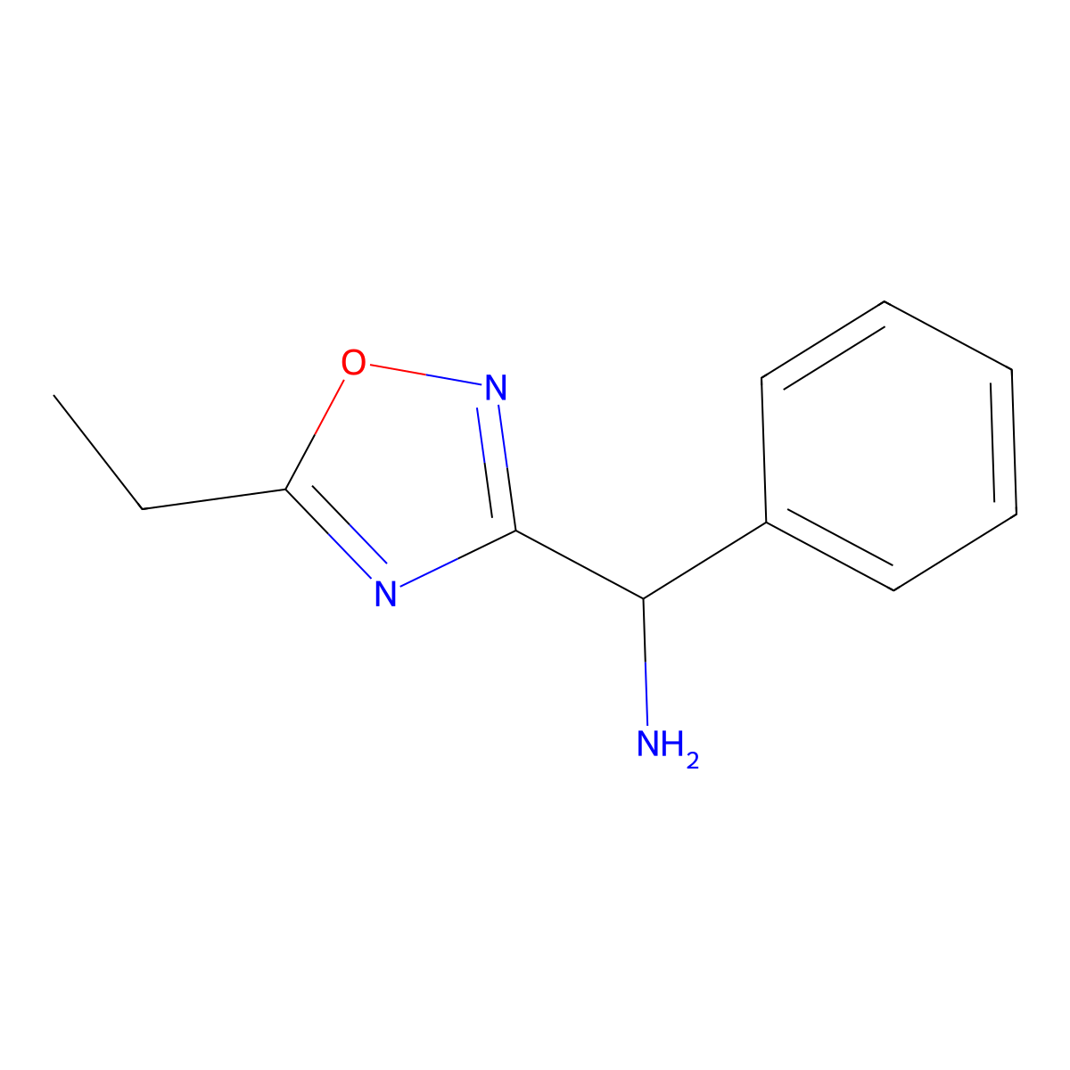 (5-Ethyl-1,2,4-oxadiazol-3-yl)(phenyl)methanamine molecular structure, CAS 1153835-19-8