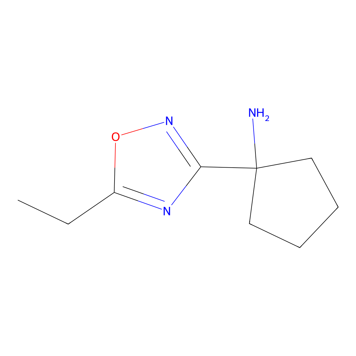 1-(5-Ethyl-1,2,4-oxadiazol-3-yl)cyclopentan-1-amine molecular structure, CAS 1153835-34-7