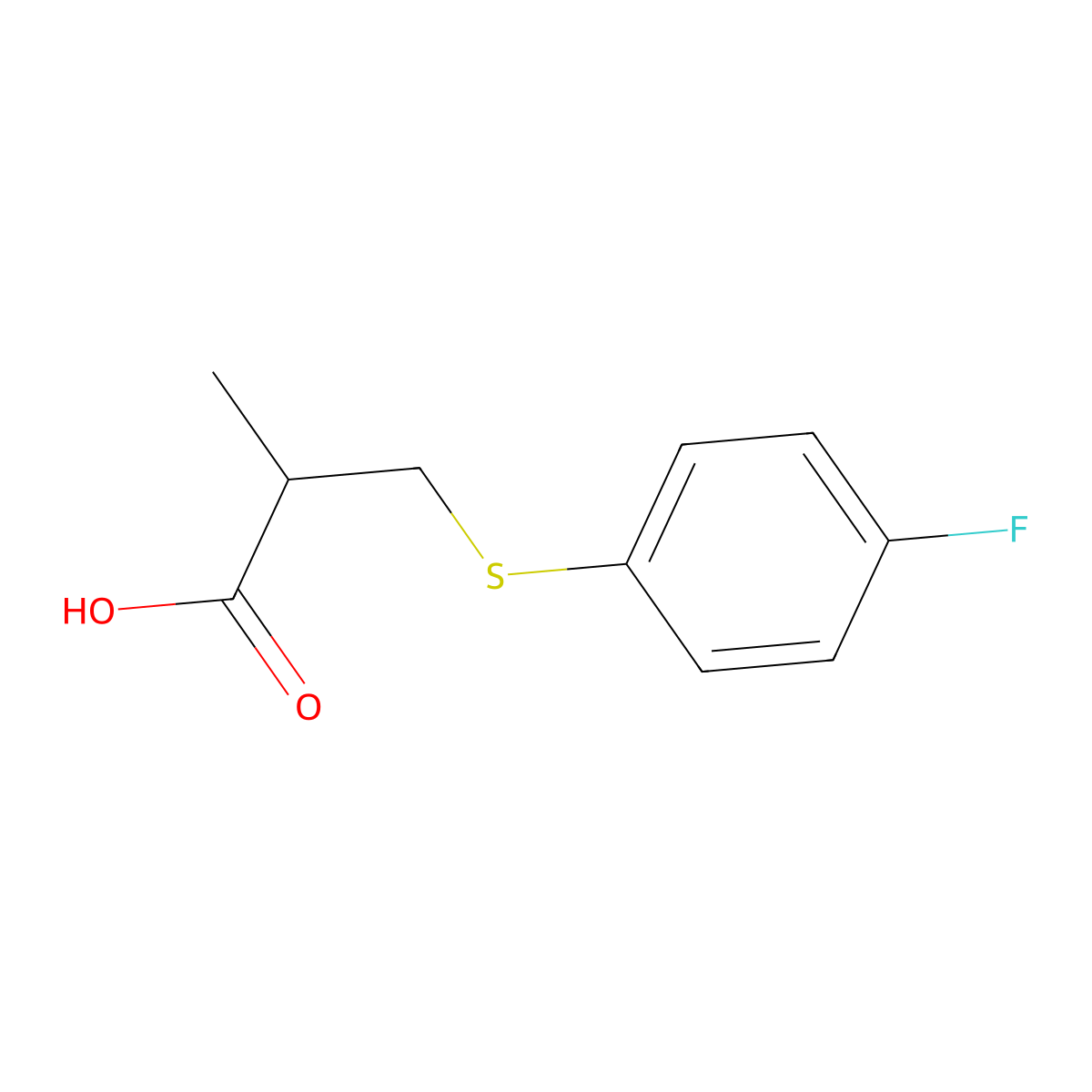 3-[(4-Fluorophenyl)sulfanyl]-2-methylpropanoic acid molecular structure, CAS 1153836-03-3