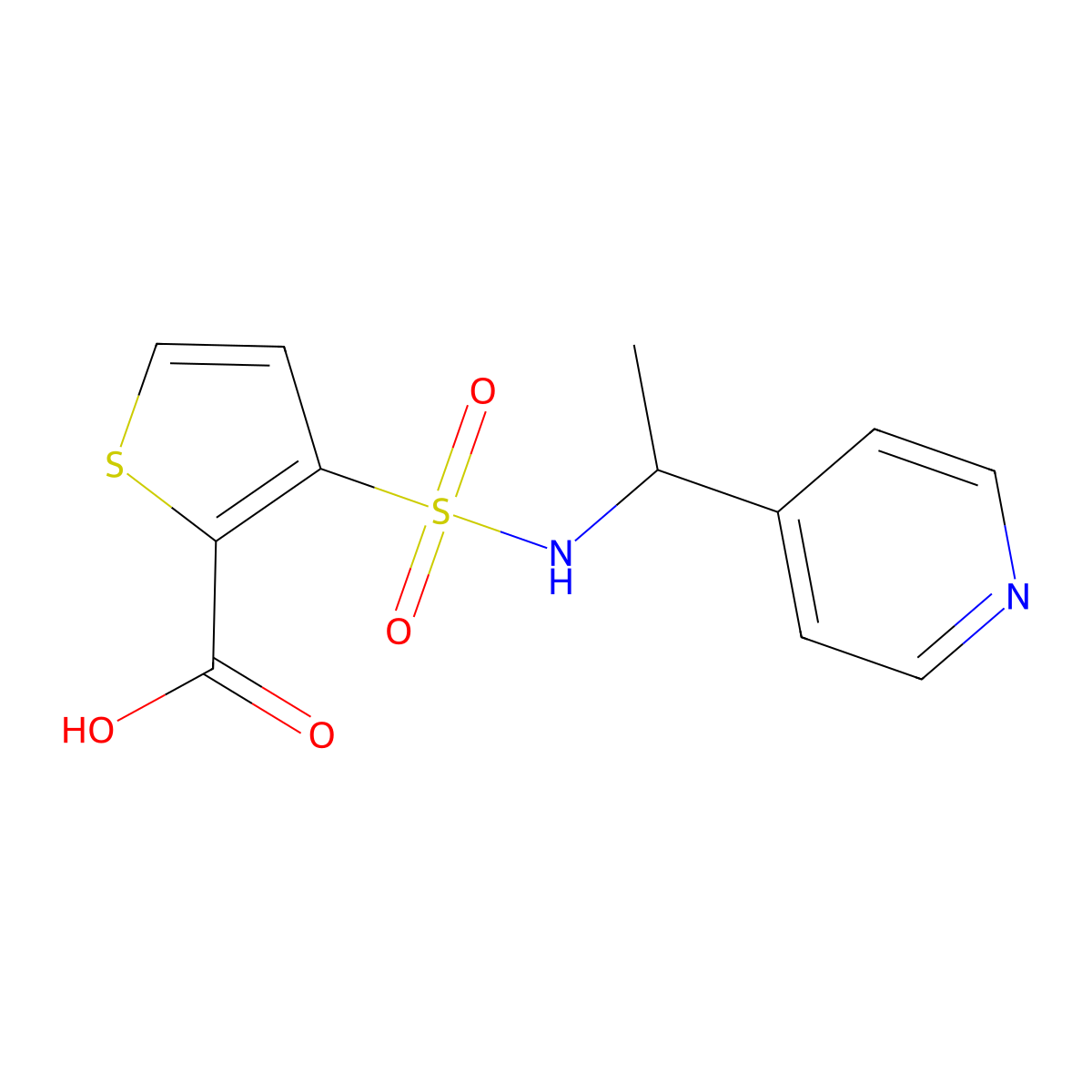 3-{[1-(Pyridin-4-yl)ethyl]sulfamoyl}thiophene-2-carboxylic acid molecular structure, CAS 1153874-48-6