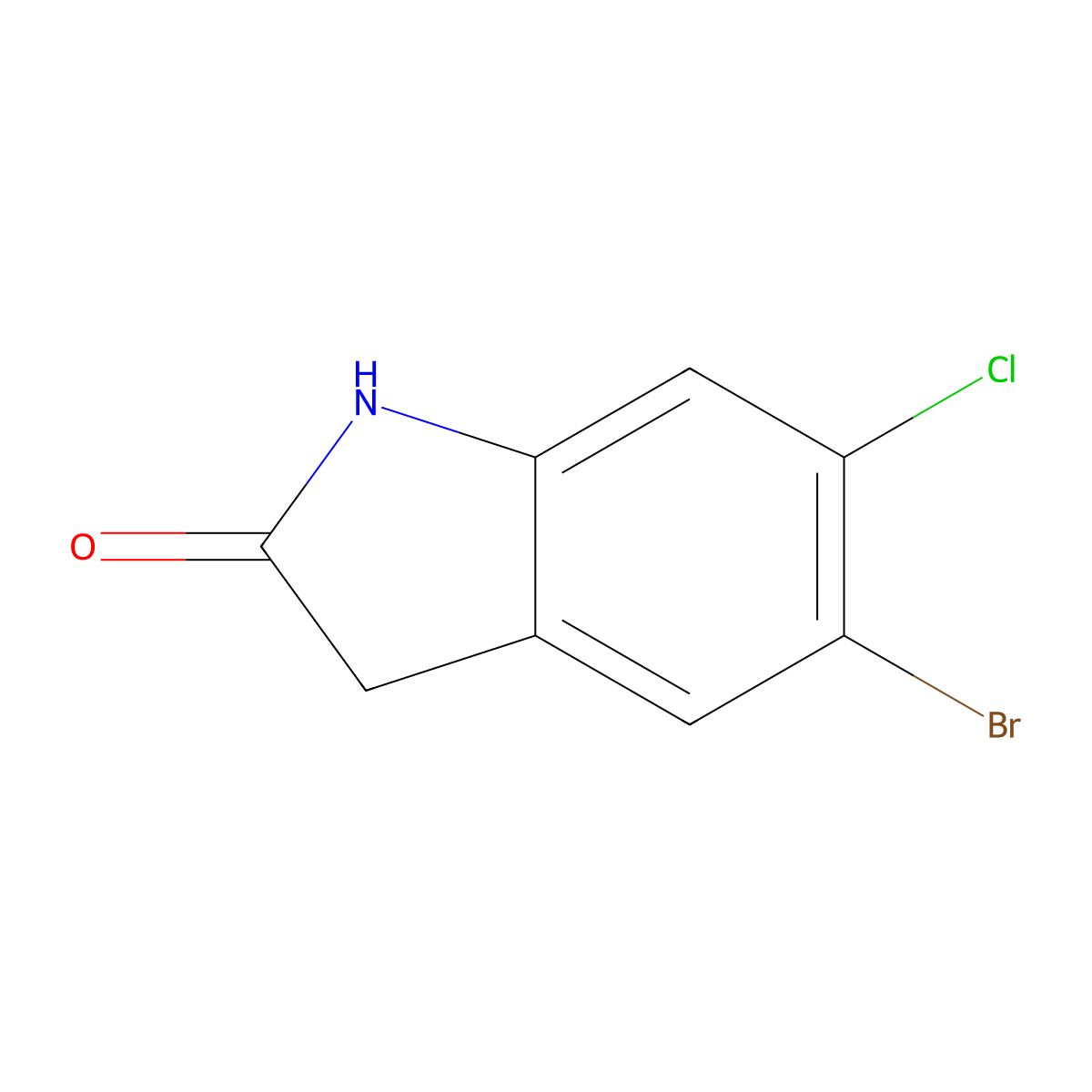 5-bromo-6-chloro-2,3-dihydro-1H-indol-2-one molecular structure, CAS 1153885-37-0