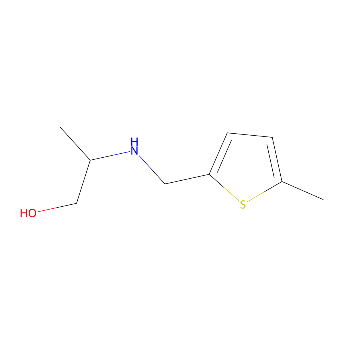 2-{[(5-Methylthiophen-2-yl)methyl]amino}propan-1-ol molecular structure, CAS 1153898-81-7