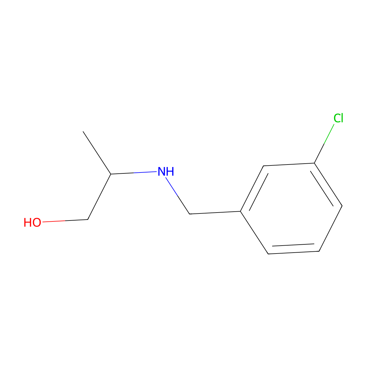 2-{[(3-Chlorophenyl)methyl]amino}propan-1-ol molecular structure, CAS 1153901-30-4
