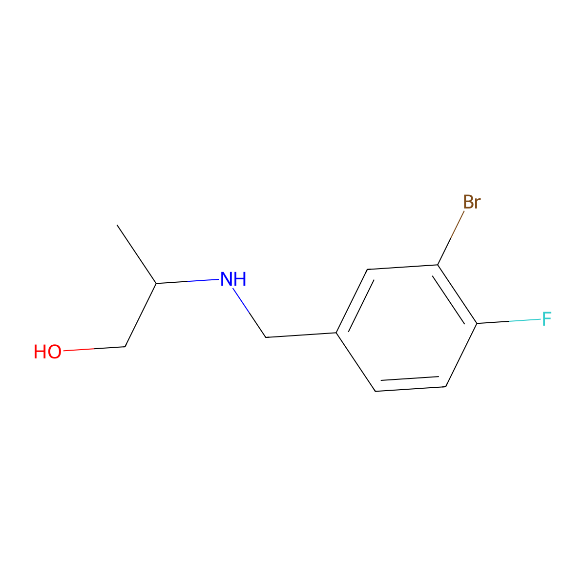 2-{[(3-Bromo-4-fluorophenyl)methyl]amino}propan-1-ol molecular structure, CAS 1153901-45-1
