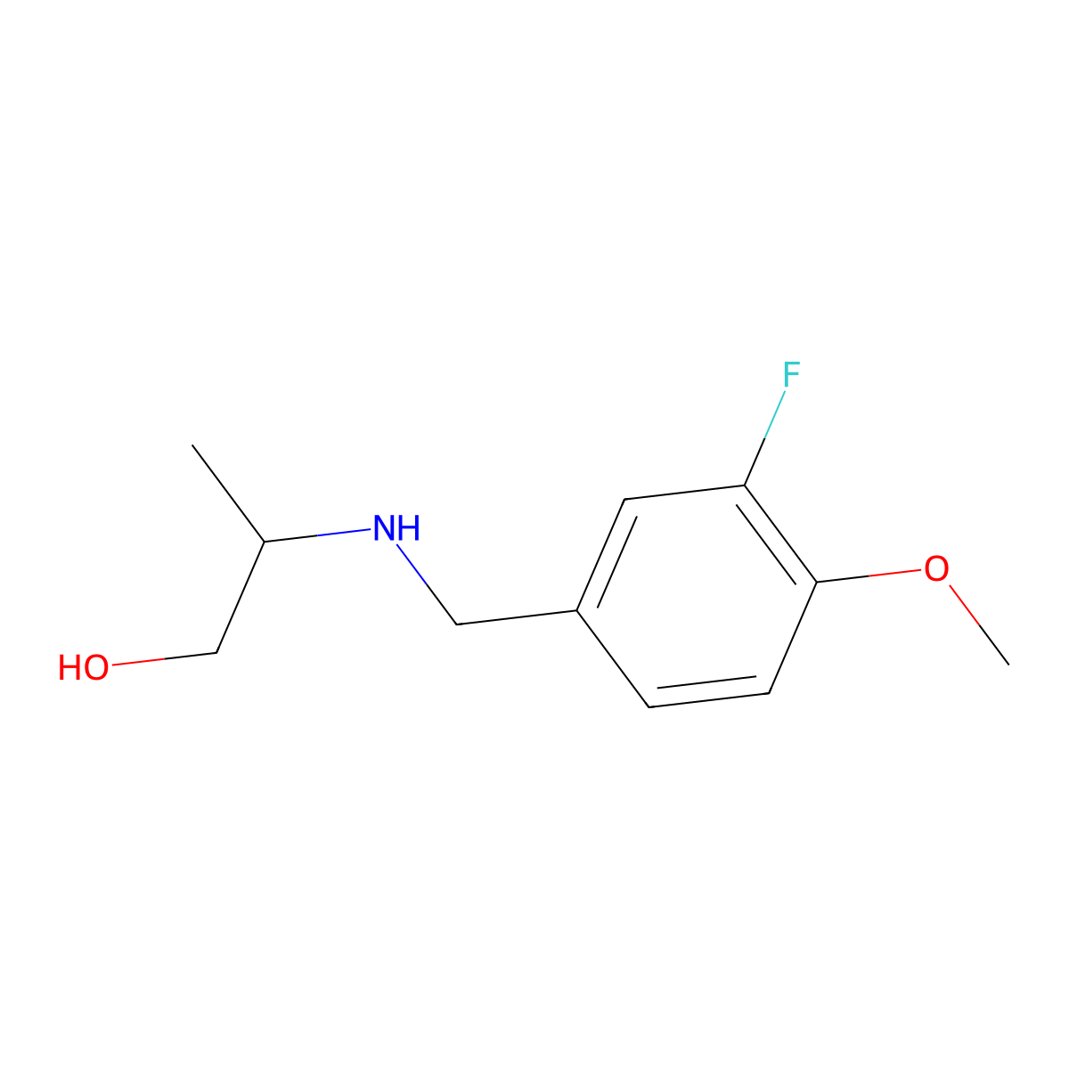 2-{[(3-Fluoro-4-methoxyphenyl)methyl]amino}propan-1-ol molecular structure, CAS 1153903-59-3