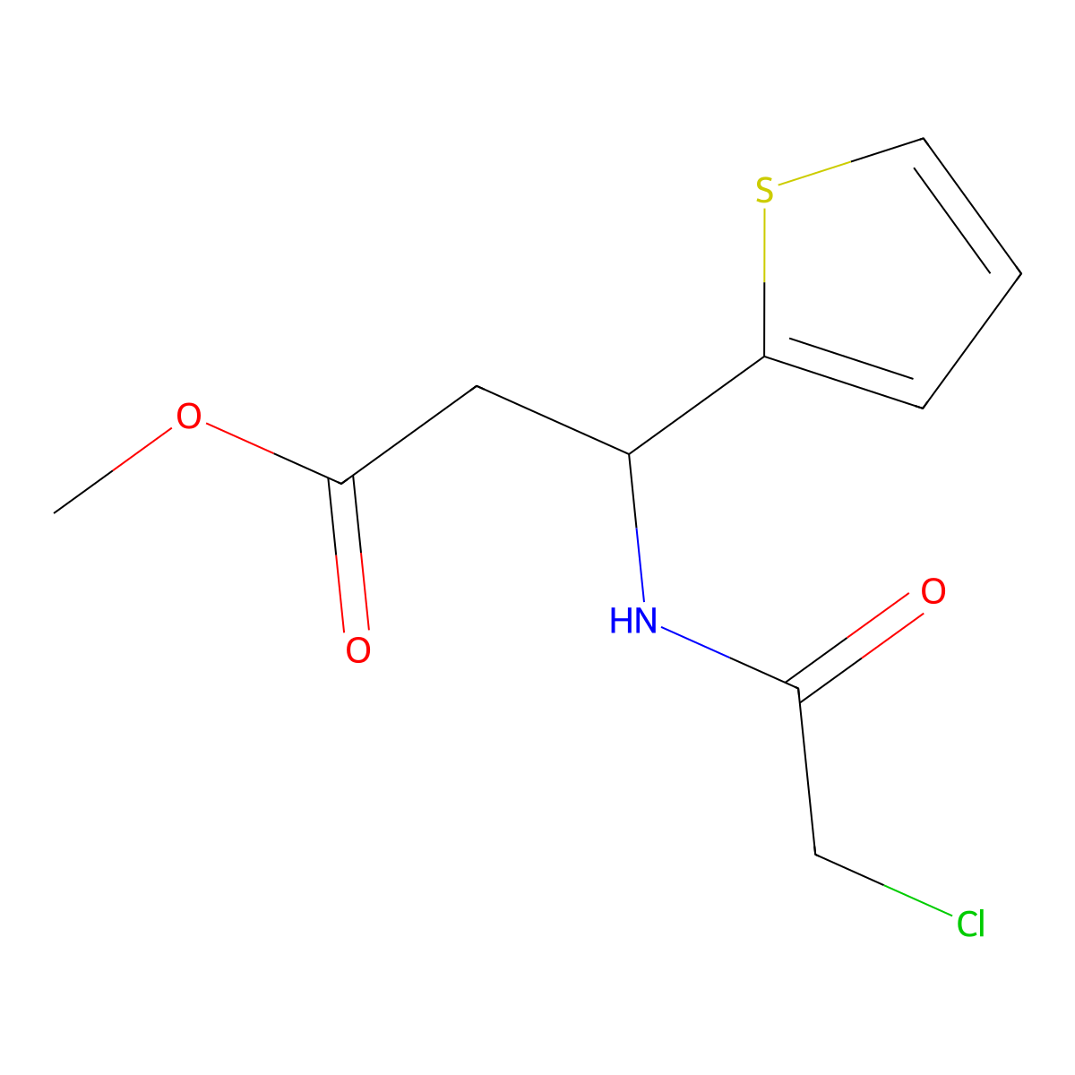 Methyl 3-(2-chloroacetamido)-3-(thiophen-2-yl)propanoate molecular structure, CAS 1153928-34-7
