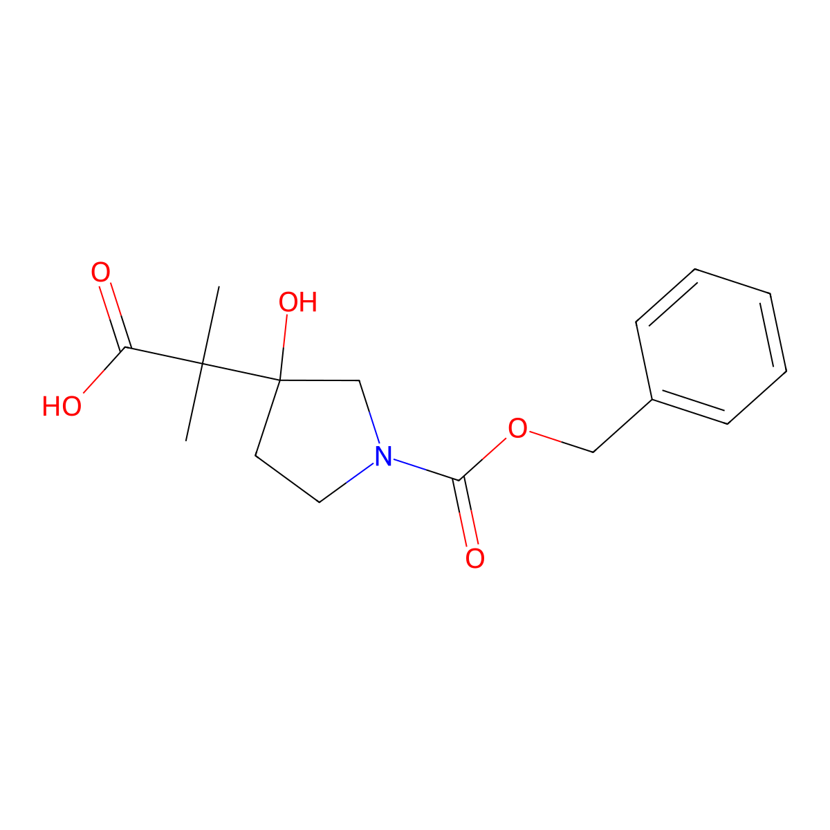 2-{1-[(benzyloxy)carbonyl]-3-hydroxypyrrolidin-3-yl}-2-methylpropanoic Acid molecular structure, CAS 1153949-88-2