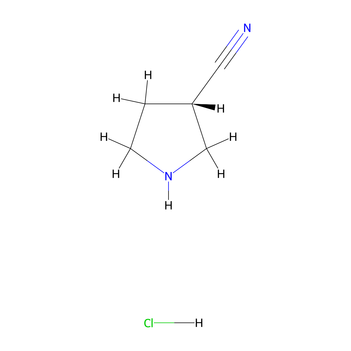 (3S)-pyrrolidine-3-carbonitrile hydrochloride molecular structure, CAS 1153950-49-2
