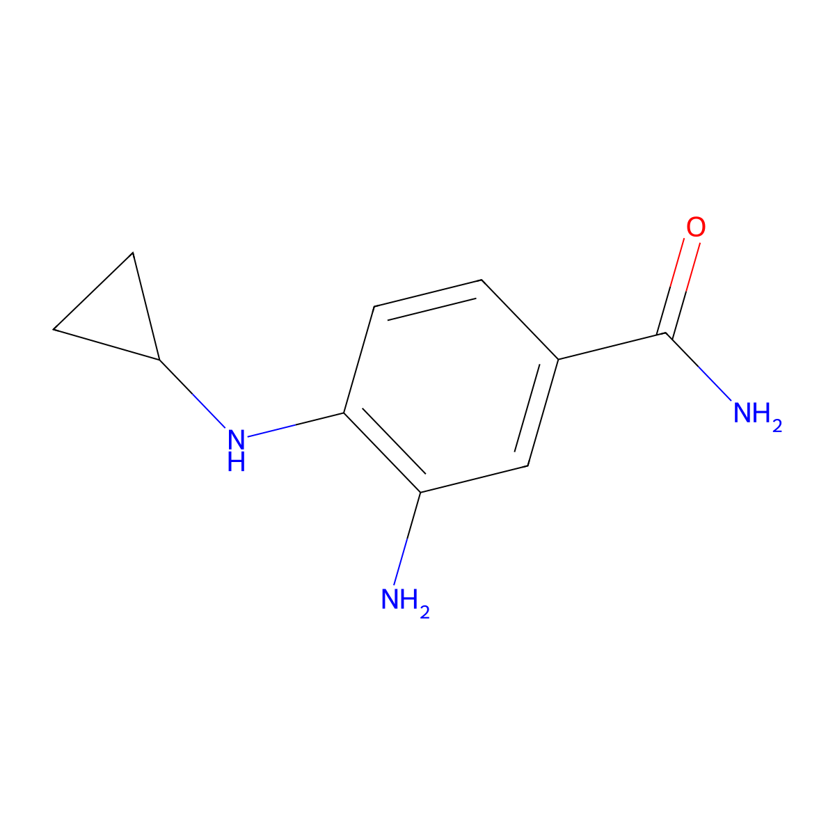 3-Amino-4-(cyclopropylamino)benzamide molecular structure, CAS 1153956-17-2