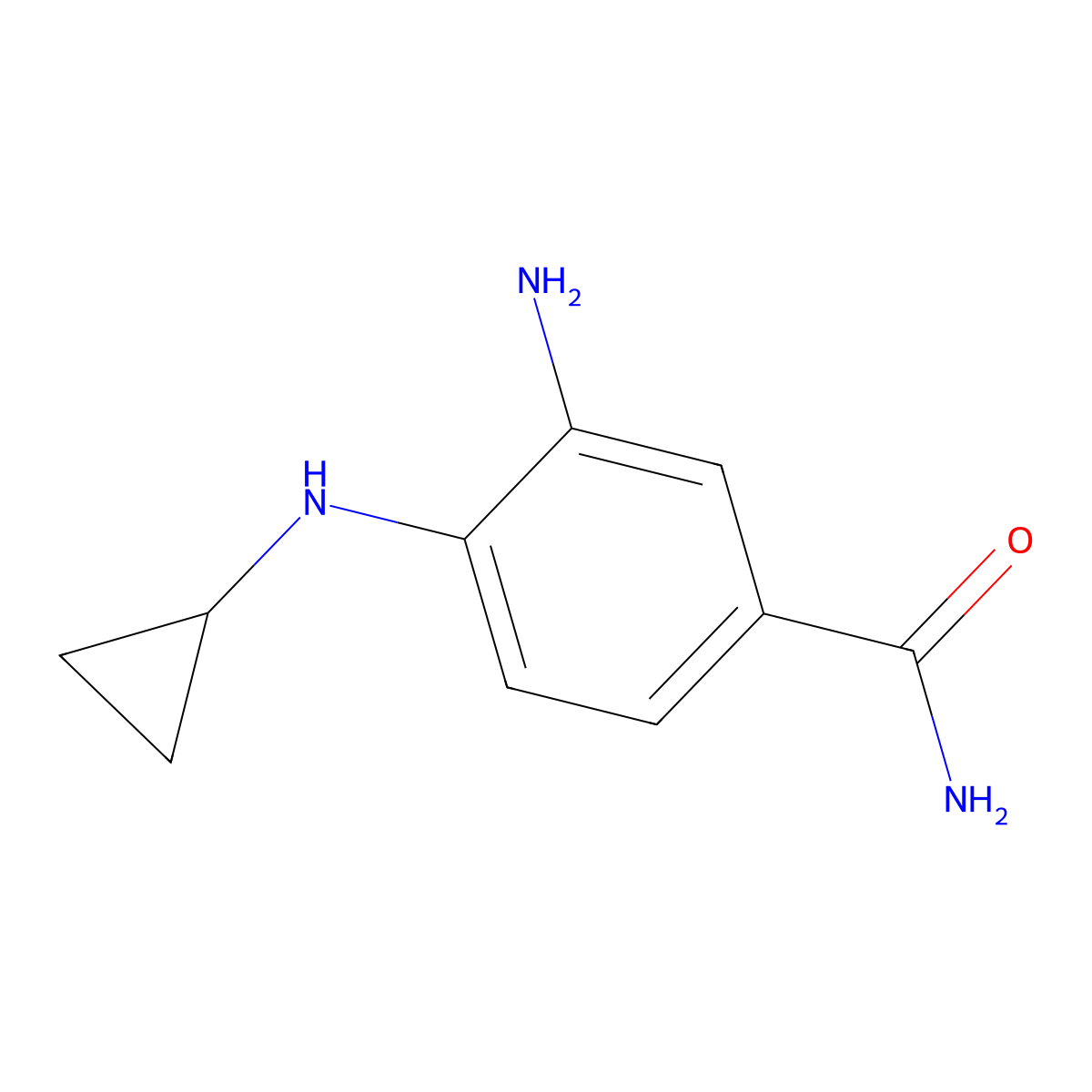 3-Amino-4-(cyclopropylamino)benzamide molecular structure, CAS 1153956-17-2