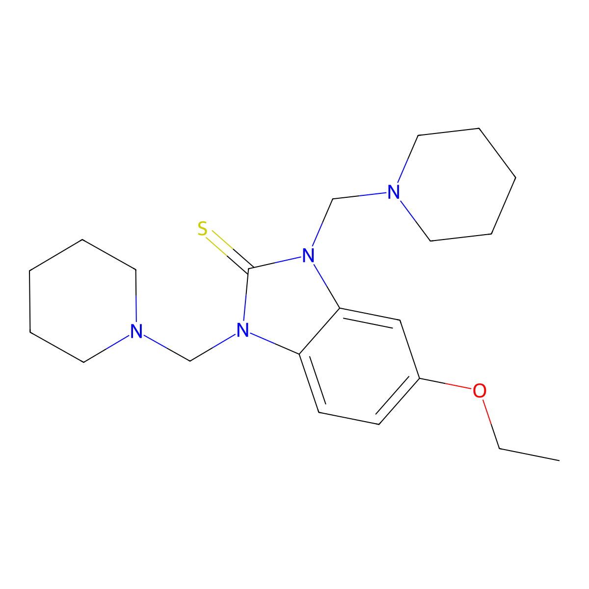 5-ethoxy-1,3-bis(piperidin-1-ylmethyl)-1H-benzo[d]imidazole-2(3H)-thione molecular structure, CAS 115396-27-5