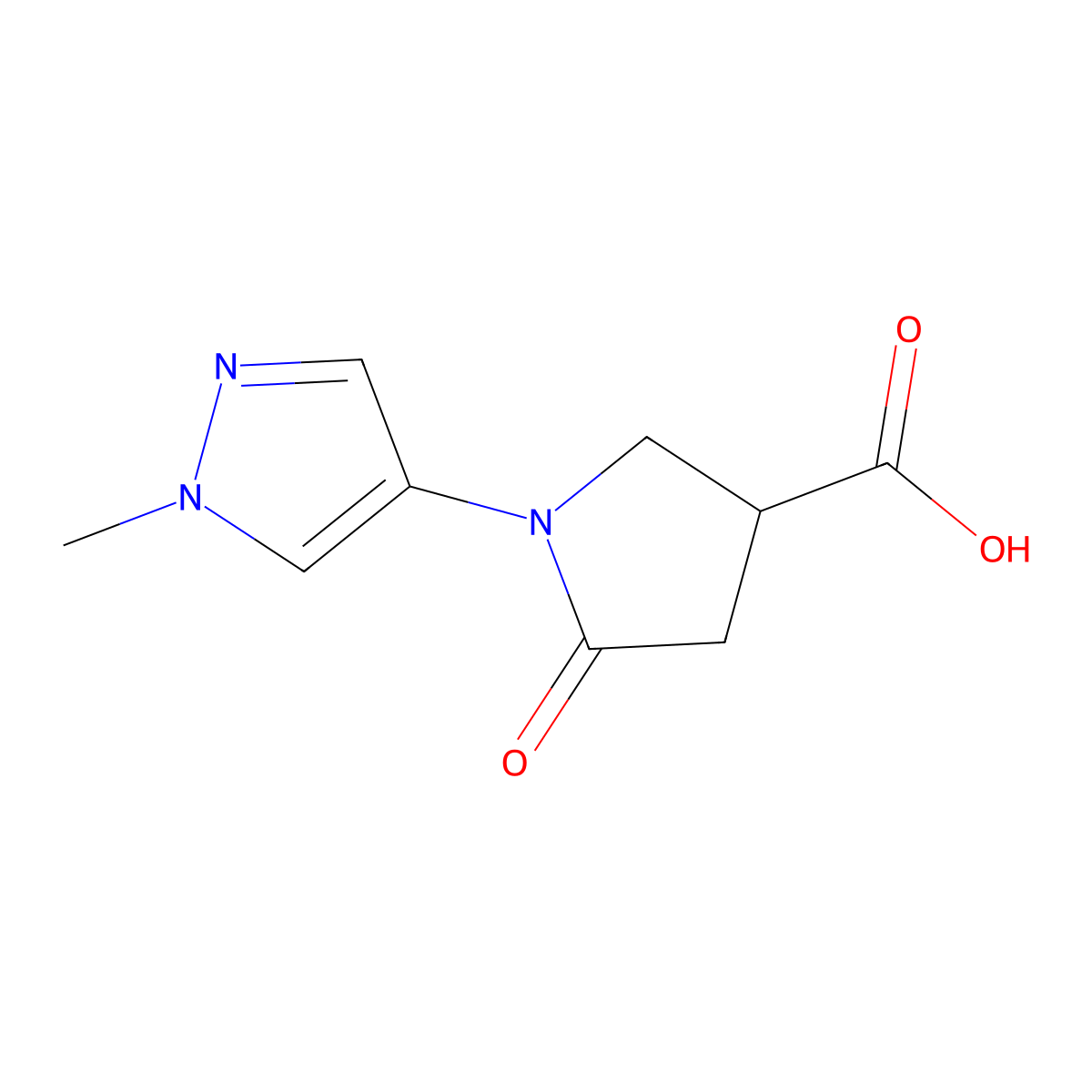 1-(1-methyl-1H-pyrazol-4-yl)-5-oxopyrrolidine-3-carboxylic acid molecular structure, CAS 1153971-08-4