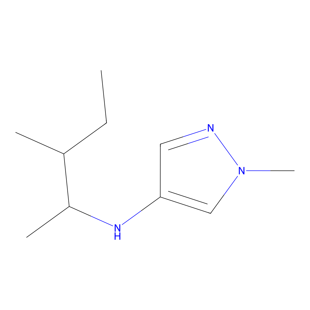 1-methyl-N-(3-methylpentan-2-yl)-1H-pyrazol-4-amine molecular structure, CAS 1153971-19-7