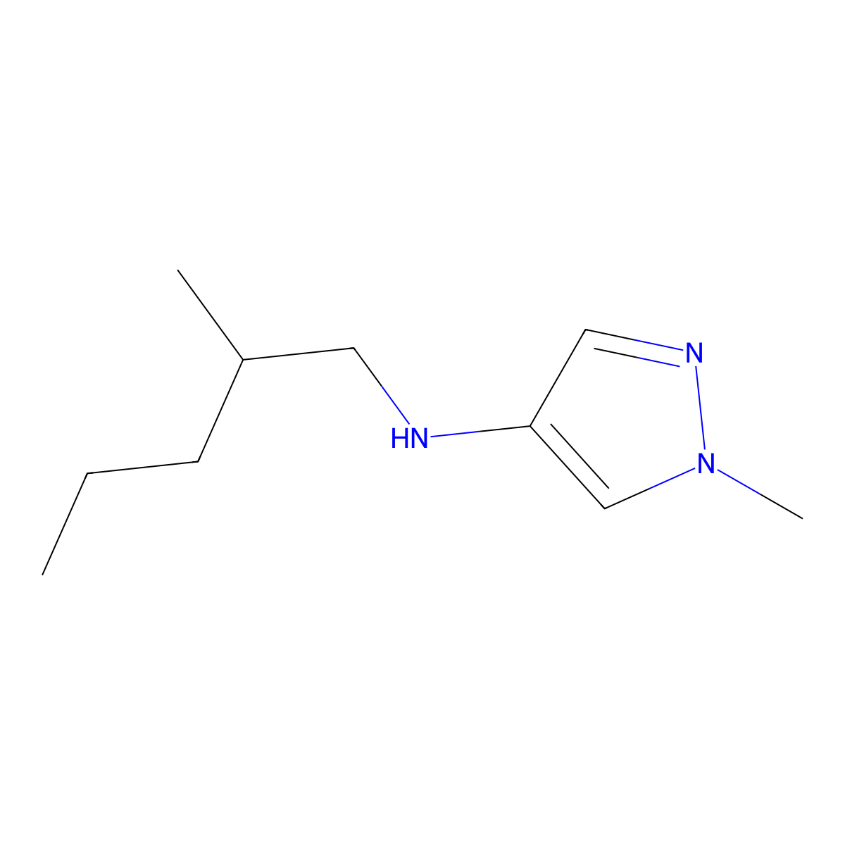 1-Methyl-N-(2-methylpentyl)-1H-pyrazol-4-amine molecular structure, CAS 1153971-82-4