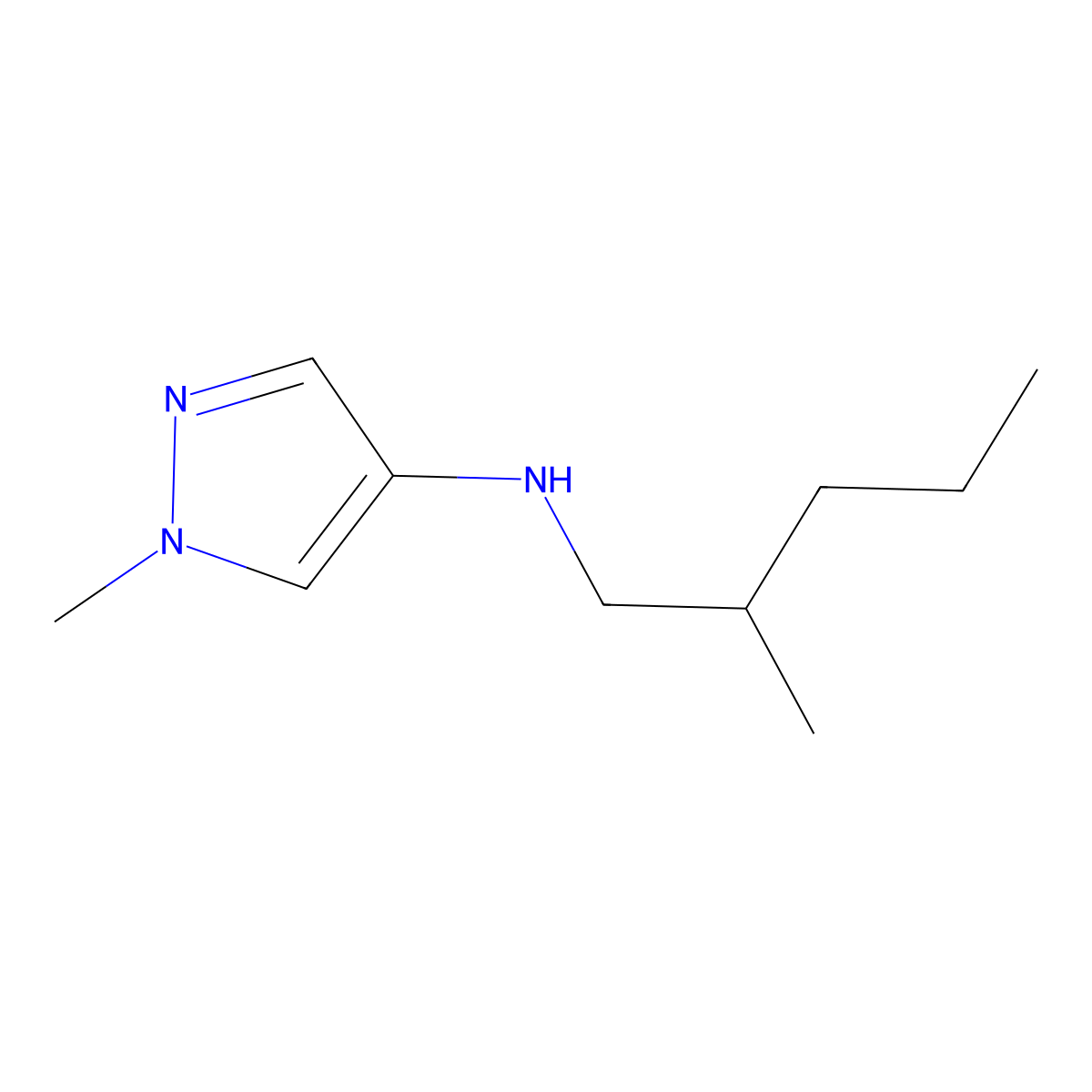 1-Methyl-N-(2-methylpentyl)-1H-pyrazol-4-amine molecular structure, CAS 1153971-82-4