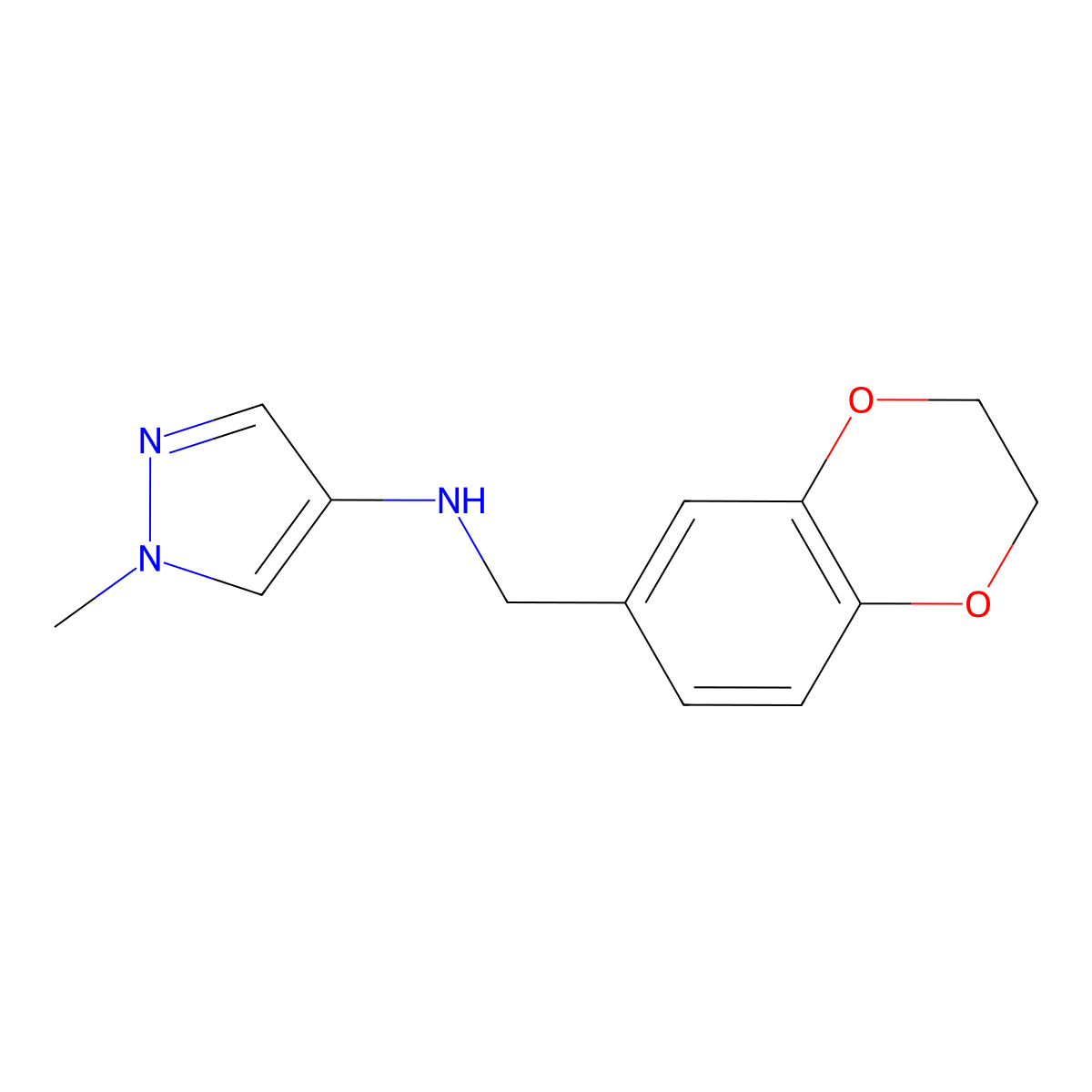 N-[(2,3-Dihydro-1,4-benzodioxin-6-yl)methyl]-1-methyl-1H-pyrazol-4-amine molecular structure, CAS 1153971-91-5