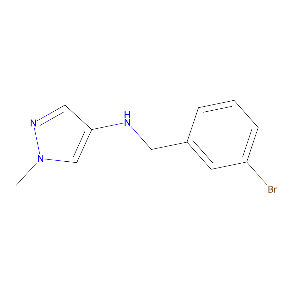 N-[(3-Bromophenyl)methyl]-1-methyl-1H-pyrazol-4-amine molecular structure, CAS 1153972-14-5