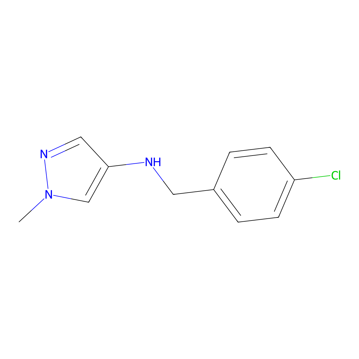 N-[(4-Chlorophenyl)methyl]-1-methyl-1H-pyrazol-4-amine molecular structure, CAS 1153972-21-4