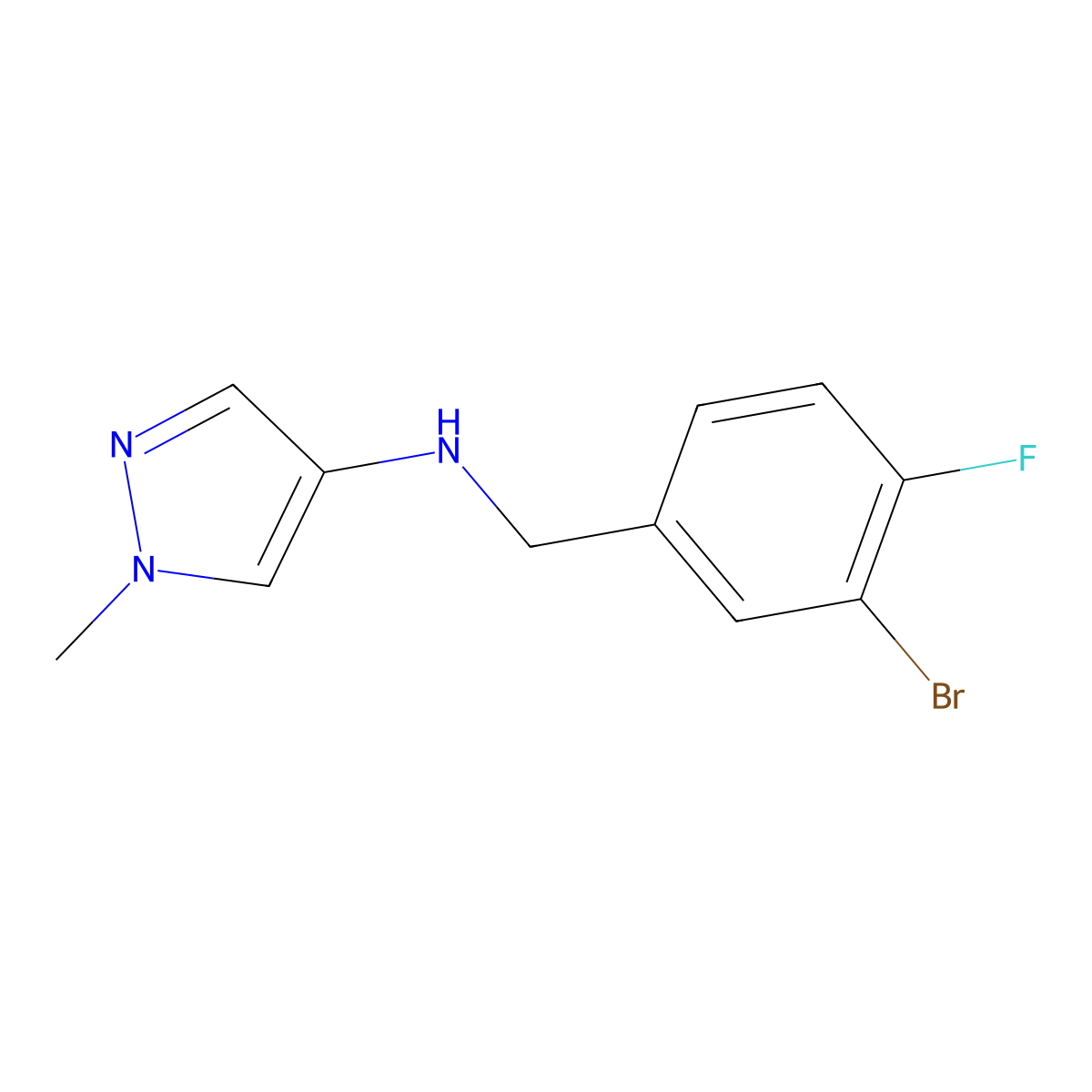 N-(3-bromo-4-fluorobenzyl)-1-methyl-1H-pyrazol-4-amine molecular structure, CAS 1153972-67-8