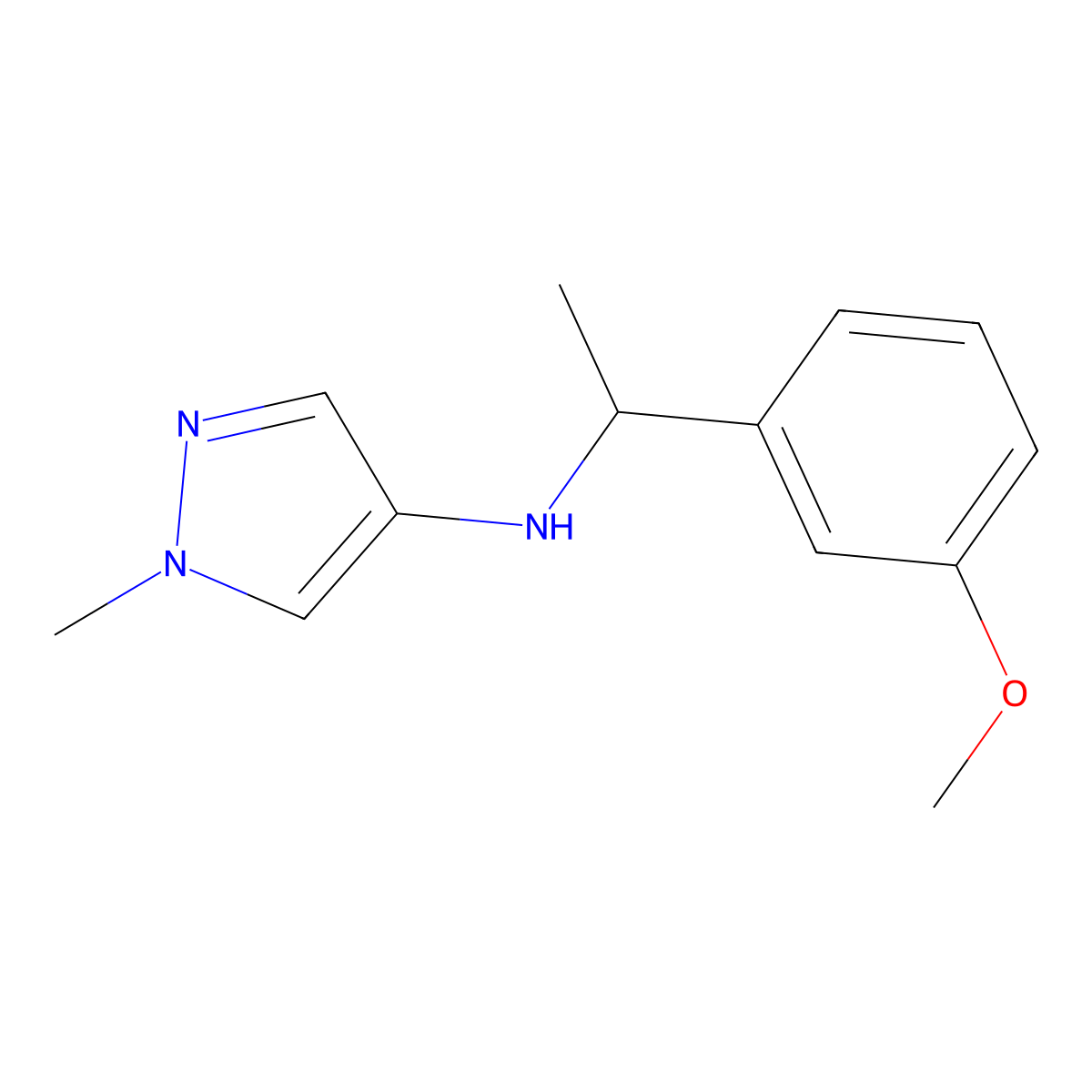 N-[1-(3-methoxyphenyl)ethyl]-1-methyl-1H-pyrazol-4-amine molecular structure, CAS 1153973-97-7