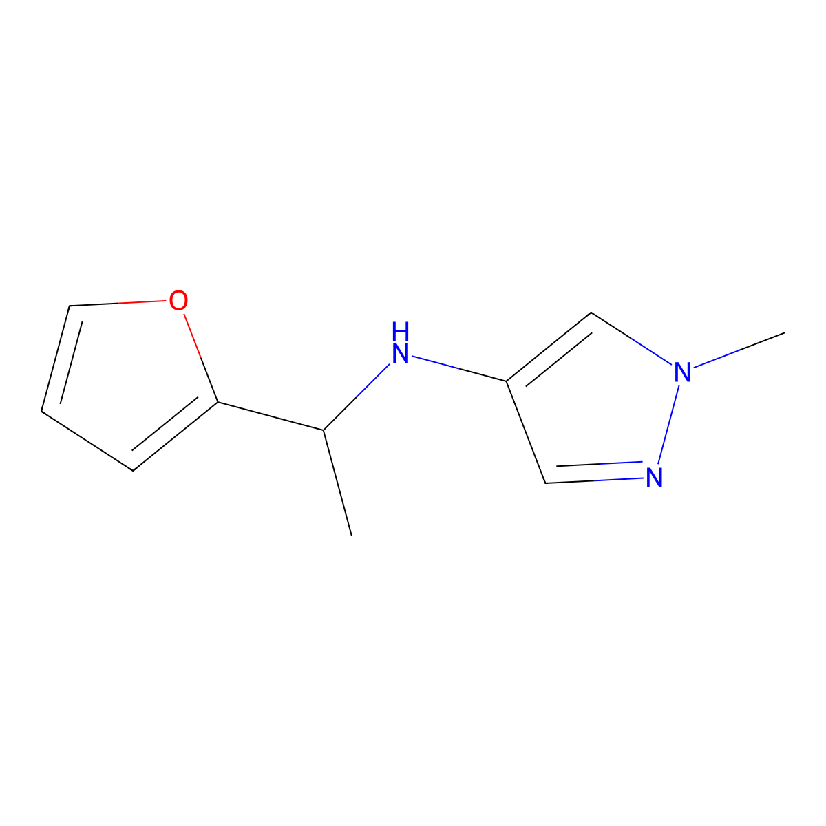 N-[1-(furan-2-yl)ethyl]-1-methyl-1H-pyrazol-4-amine molecular structure, CAS 1153974-10-7