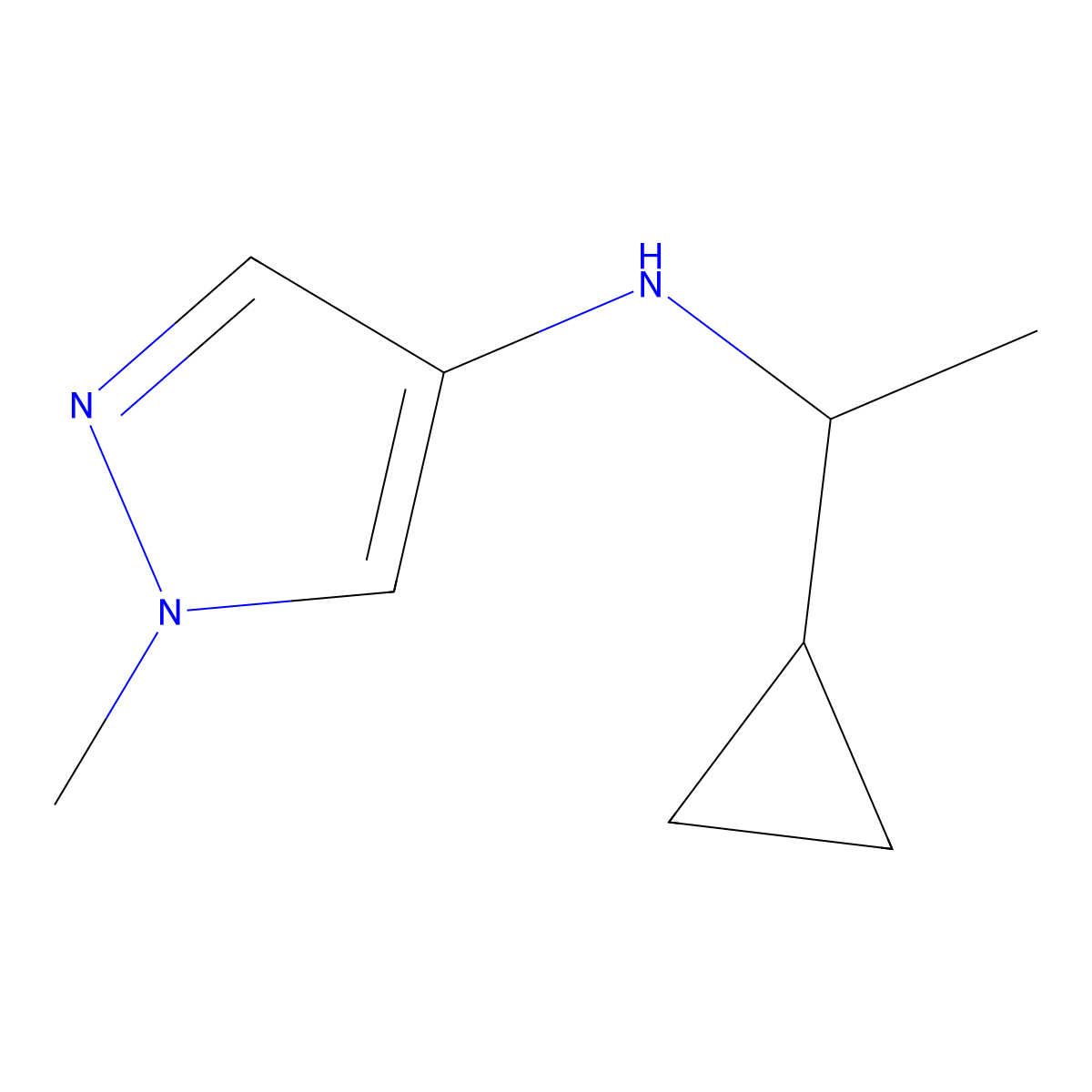 N-(1-cyclopropylethyl)-1-methyl-1H-pyrazol-4-amine molecular structure, CAS 1153974-21-0