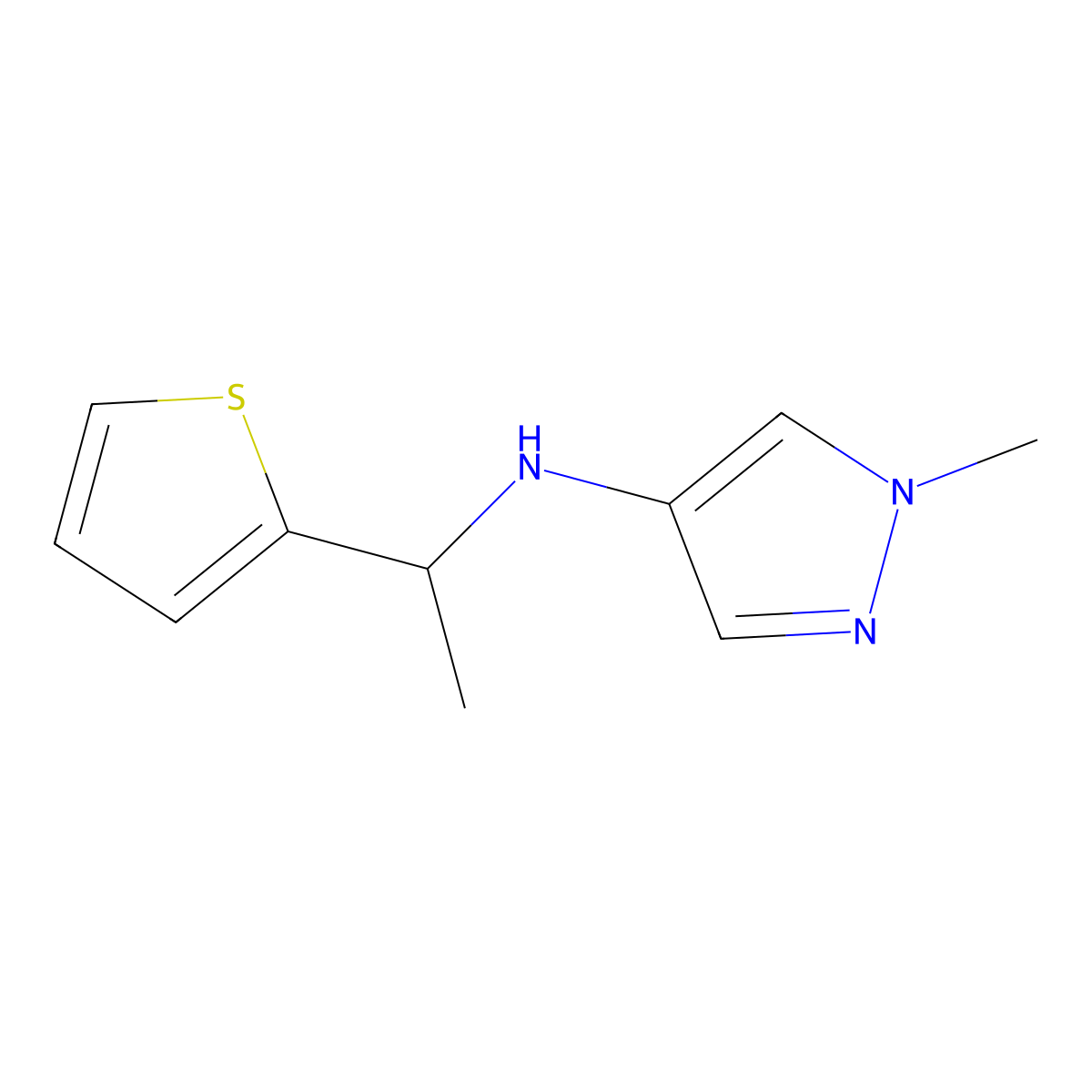 1-methyl-N-[1-(thiophen-2-yl)ethyl]-1H-pyrazol-4-amine molecular structure, CAS 1153974-78-7