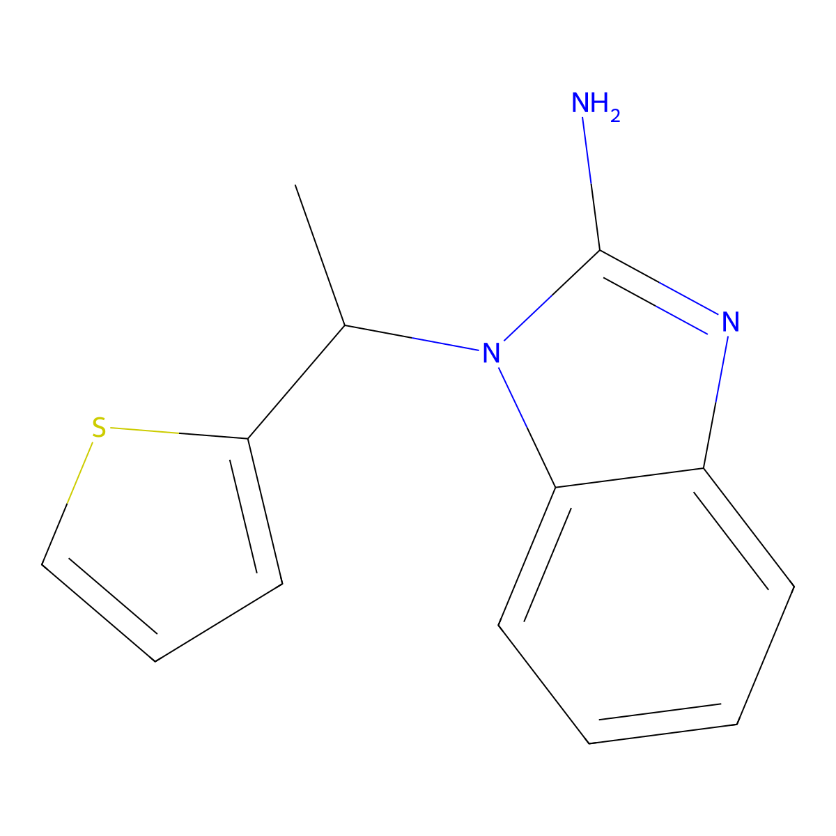 1-[1-(Thiophen-2-yl)ethyl]-2,3-dihydro-1H-1,3-benzodiazol-2-imine molecular structure, CAS 1153974-85-6