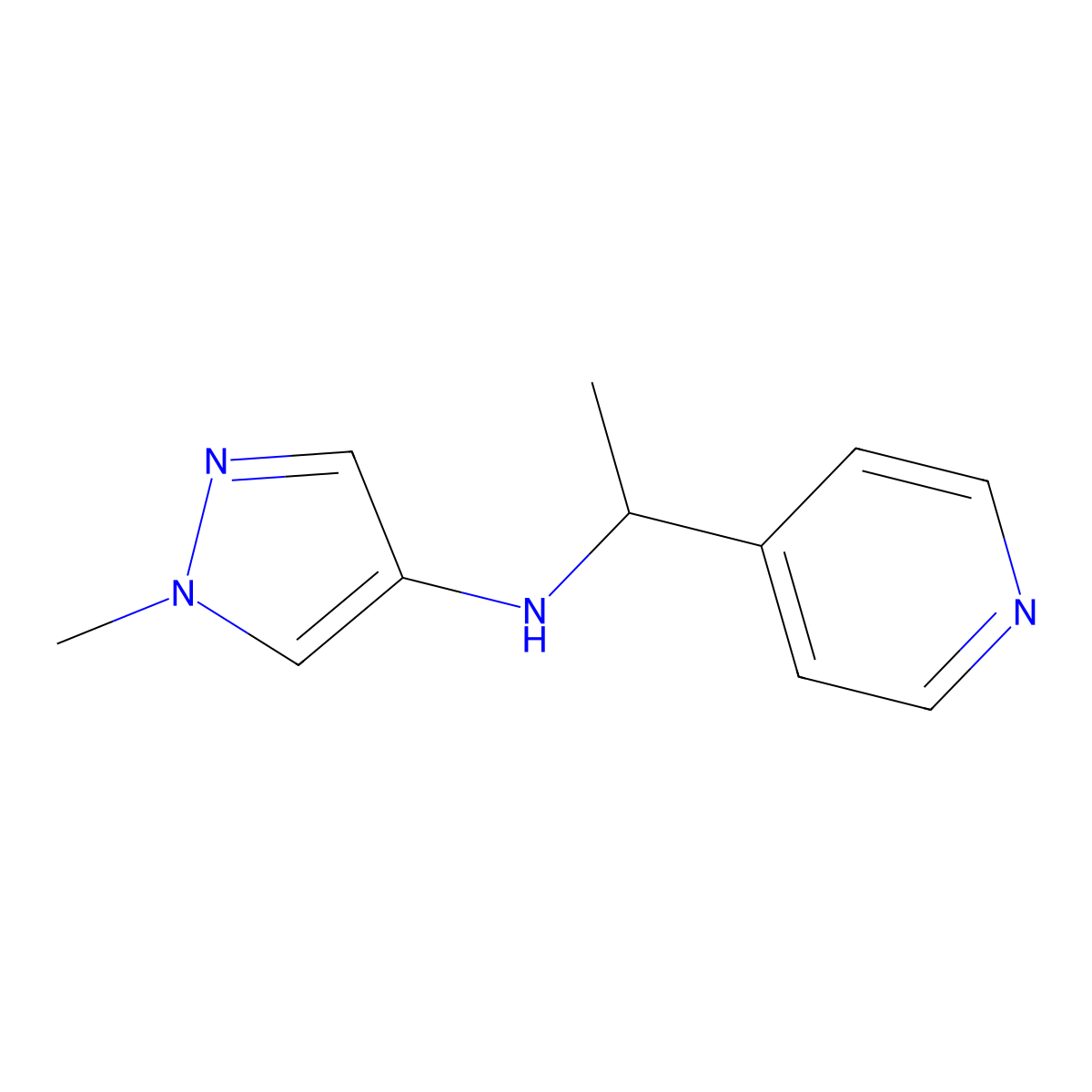 1-Methyl-N-[1-(pyridin-4-yl)ethyl]-1H-pyrazol-4-amine molecular structure, CAS 1153975-00-8