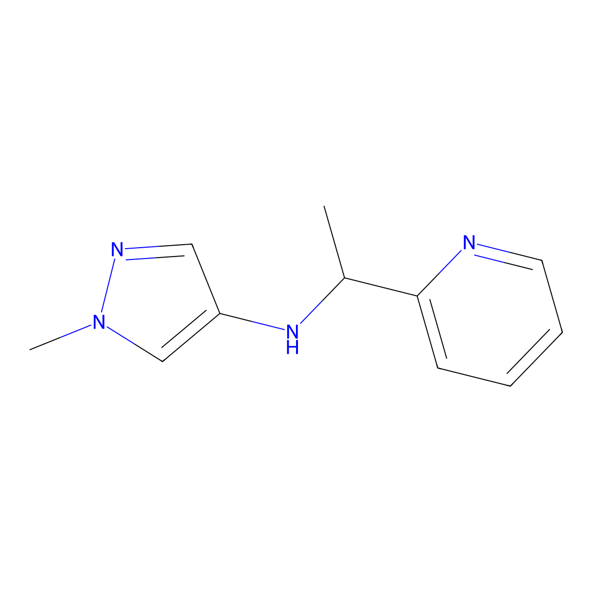 1-Methyl-N-[1-(pyridin-2-yl)ethyl]-1H-pyrazol-4-amine molecular structure, CAS 1153975-07-5
