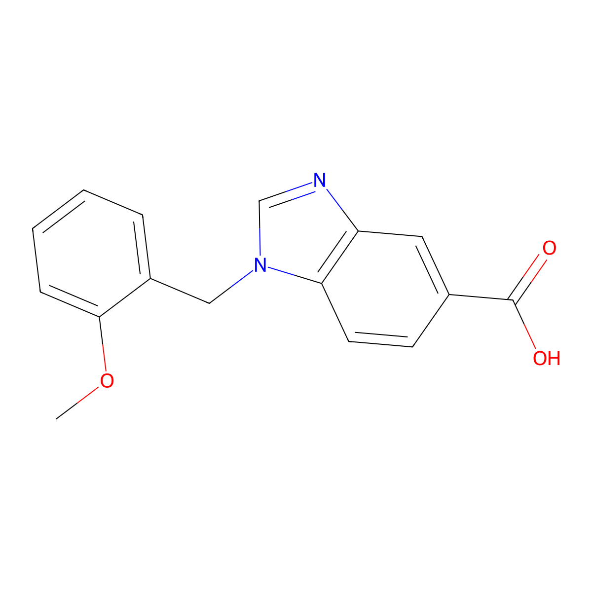 1-[(2-methoxyphenyl)methyl]-1H-1,3-benzodiazole-5-carboxylic acid molecular structure, CAS 1153977-49-1