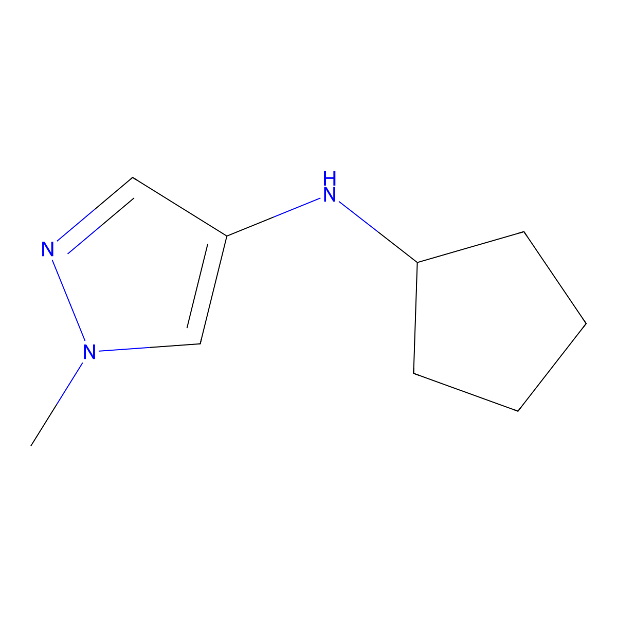 N-cyclopentyl-1-methyl-1H-pyrazol-4-amine molecular structure, CAS 1153977-52-6