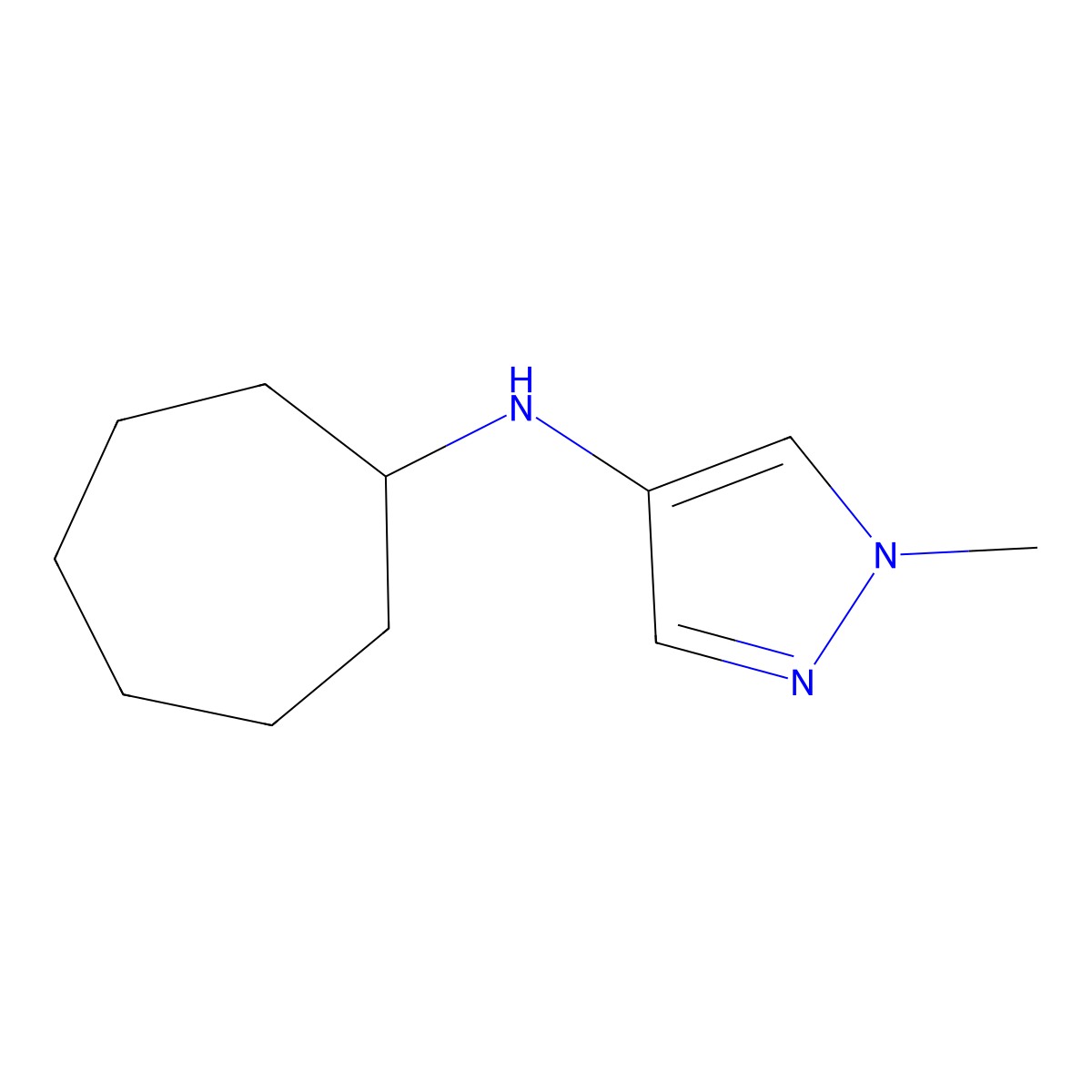 N-cycloheptyl-1-methyl-1H-pyrazol-4-amine molecular structure, CAS 1153977-58-2