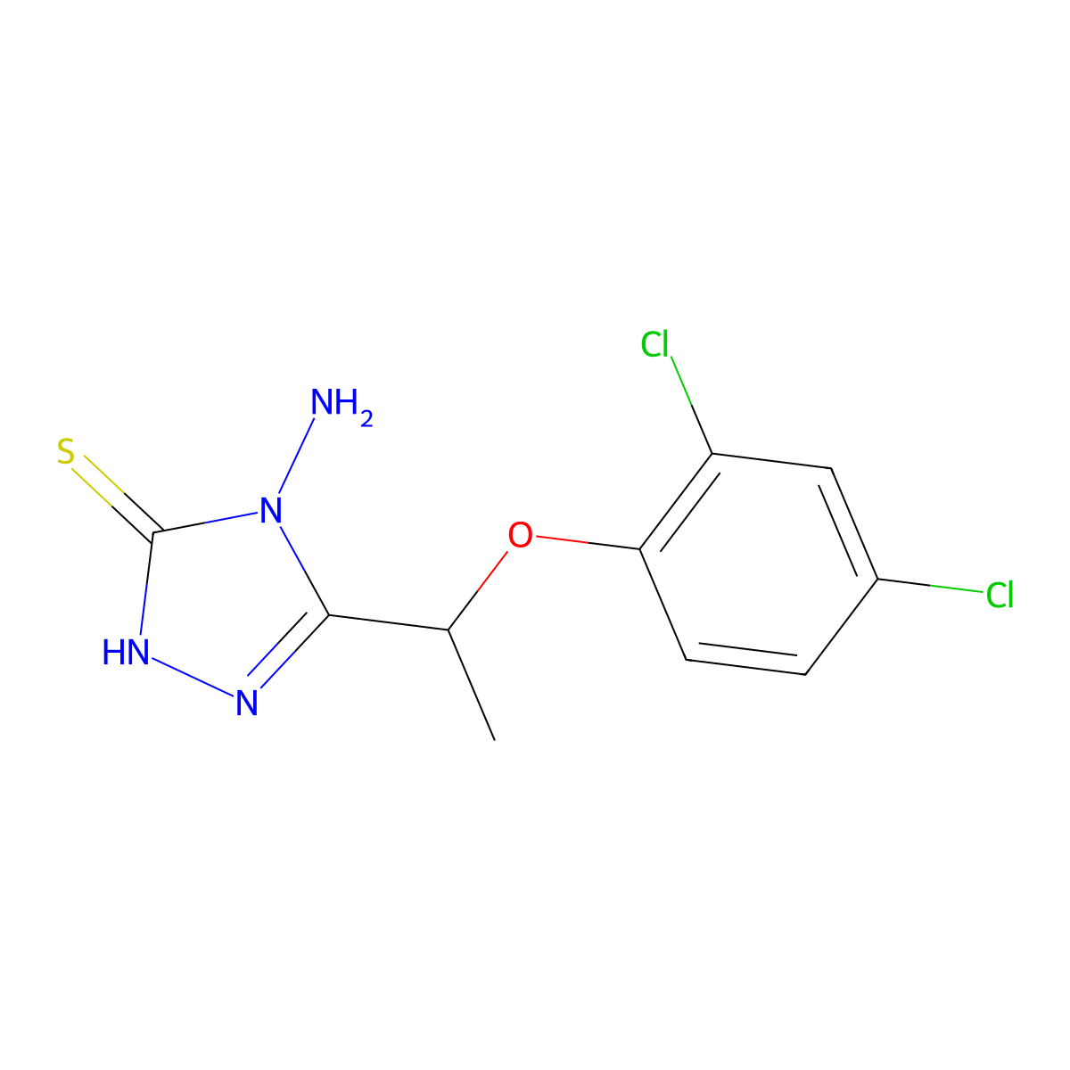 3H-1,2,4-Triazole-3-thione, 2,4-dihydro-4-amino-5-(1-(2,4-dichlorophenoxy)ethyl)- molecular structure, CAS 115398-70-4