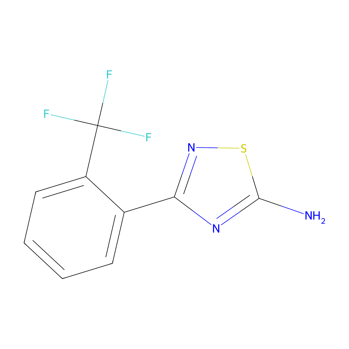 3-(2-(Trifluoromethyl)phenyl)-1,2,4-thiadiazol-5-amine molecular structure, CAS 1153983-38-0