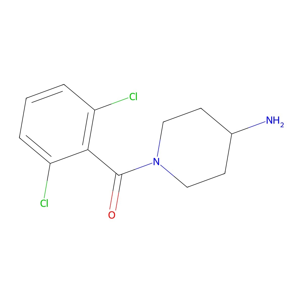 (4-Aminopiperidin-1-yl)(2,6-dichlorophenyl)methanone molecular structure, CAS 1153984-72-5