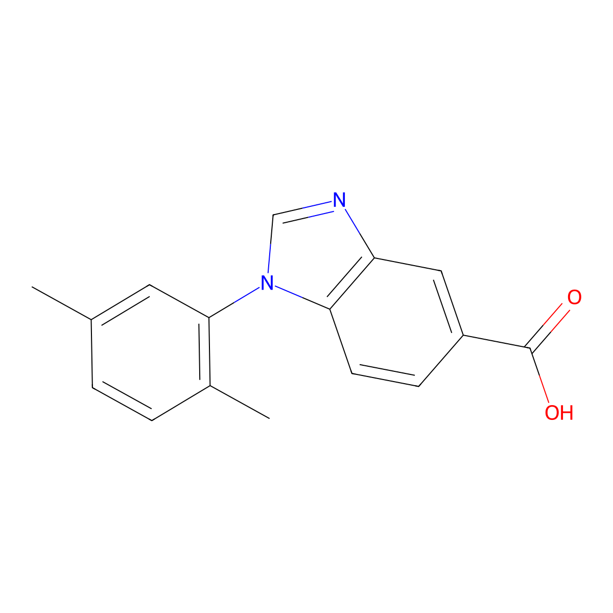 1-(2,5-dimethylphenyl)-1H-1,3-benzodiazole-5-carboxylic acid molecular structure, CAS 1153985-53-5